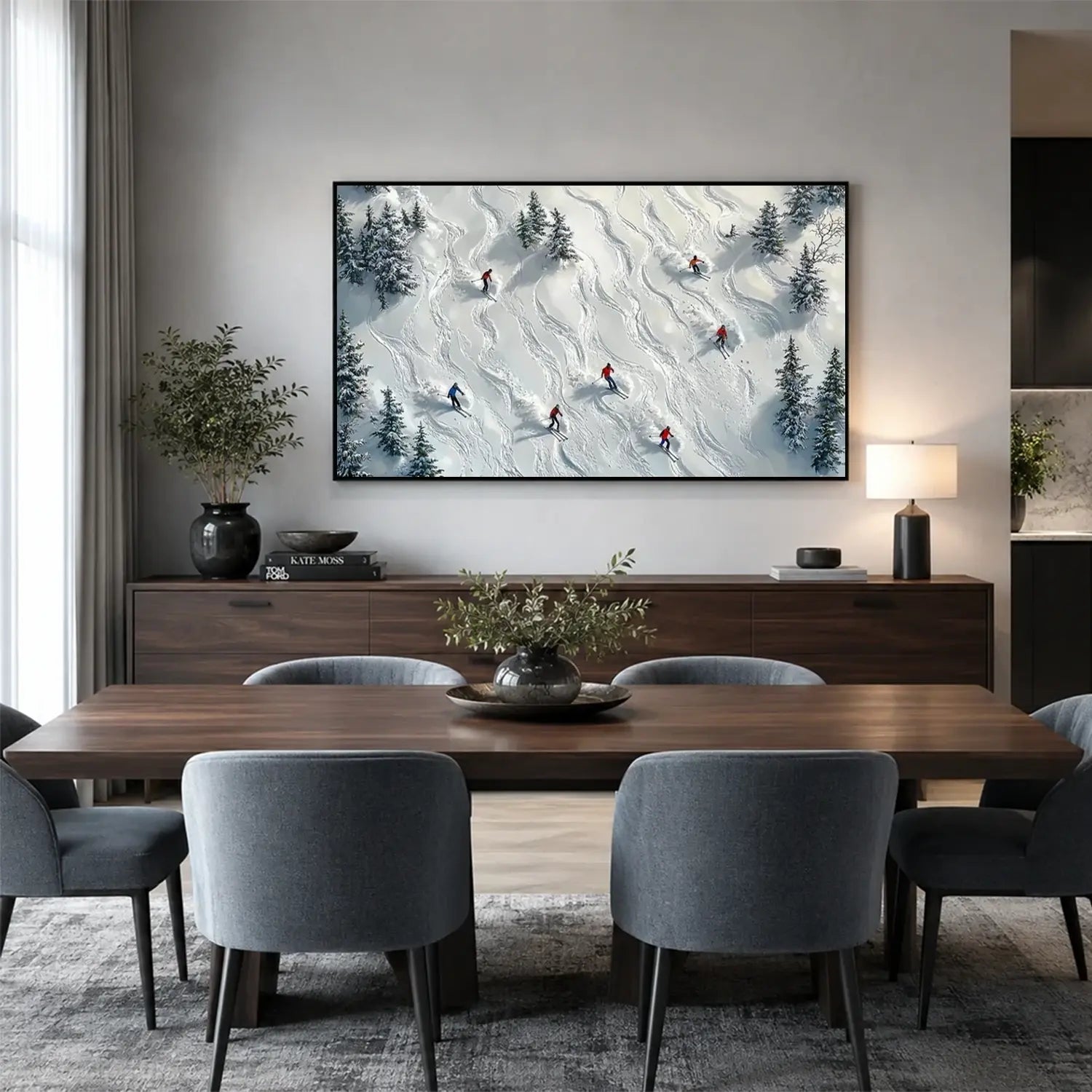 Skiing Sports Textured Wall Art #SC024