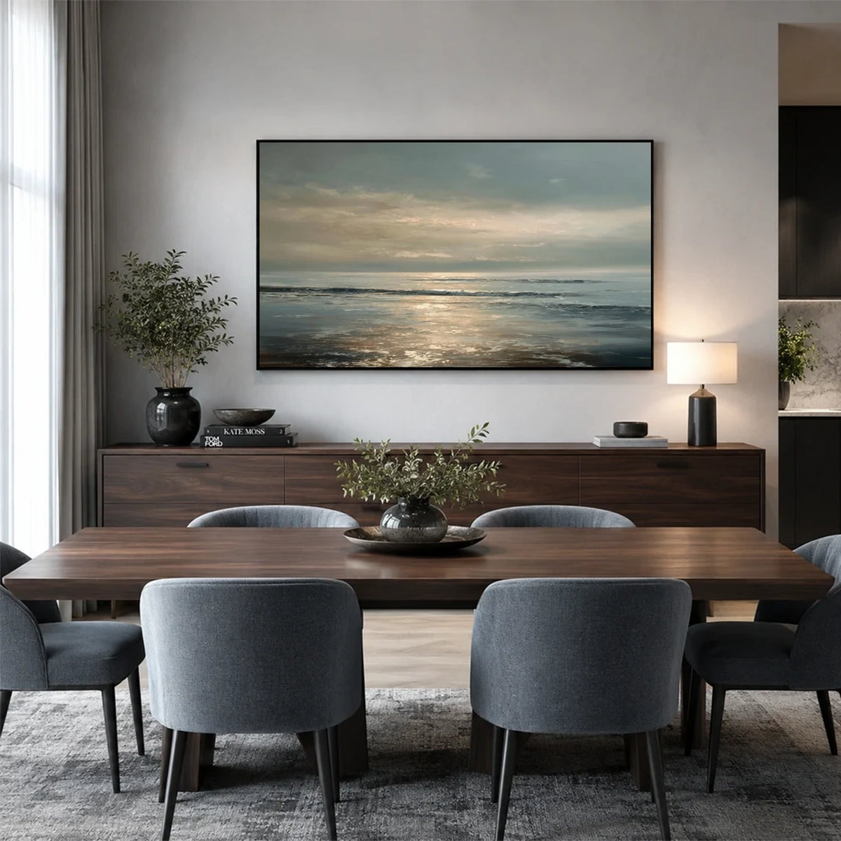 Abstract Ocean And Sky Canvas Art #OS065