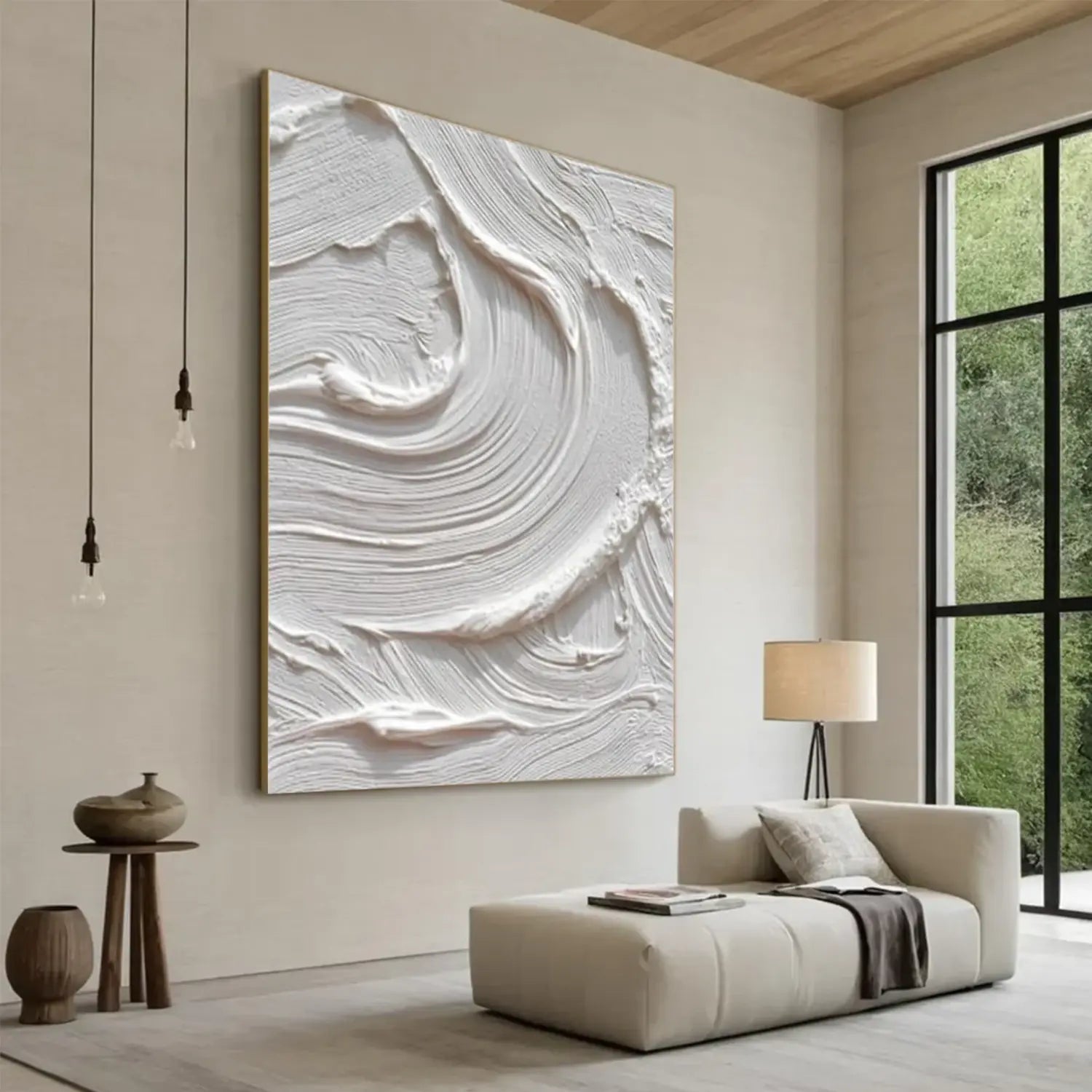 White Minimalist Textured Canvas Art #MW011