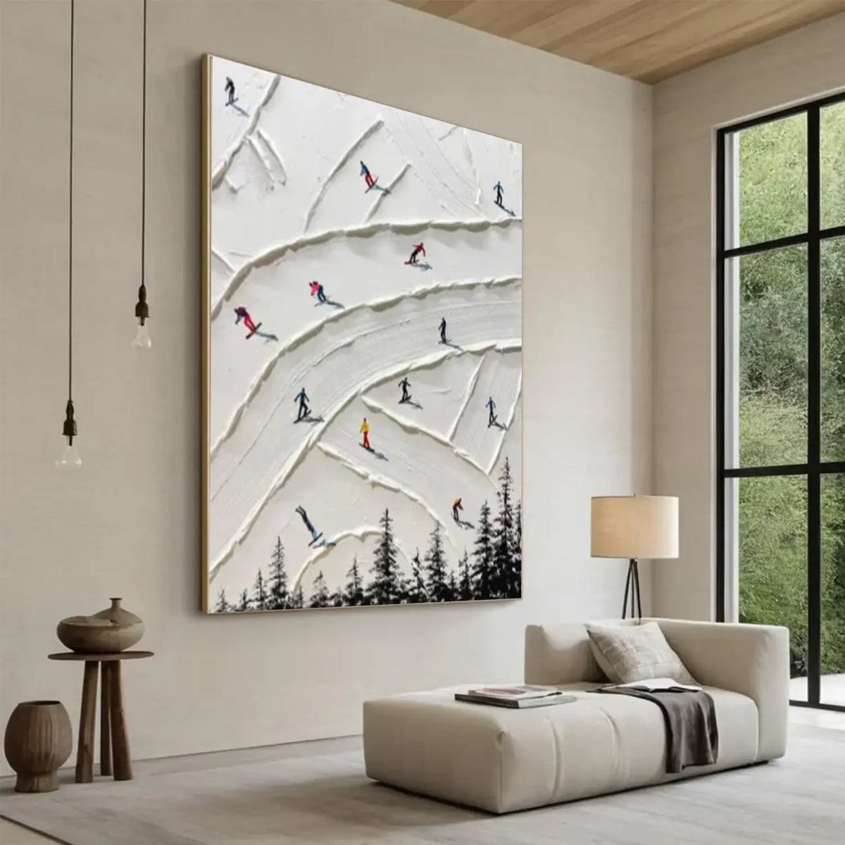 Skiing Sports Textured Wall Art #SC028