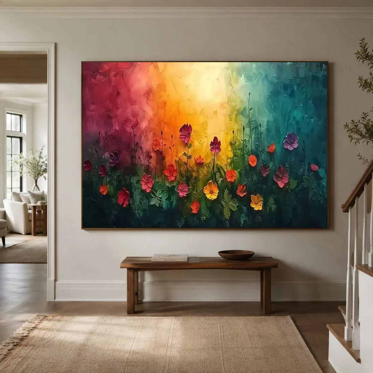 Colorful Flower Textured Canvas Art #FT069