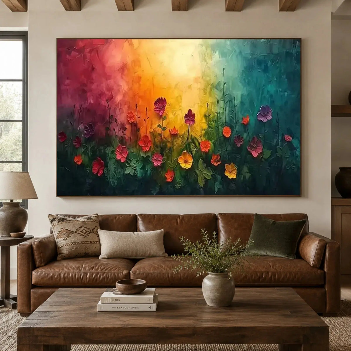 Colorful Flower Textured Canvas Art #FT069