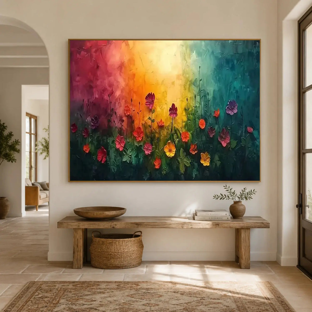 Colorful Flower Textured Canvas Art #FT069