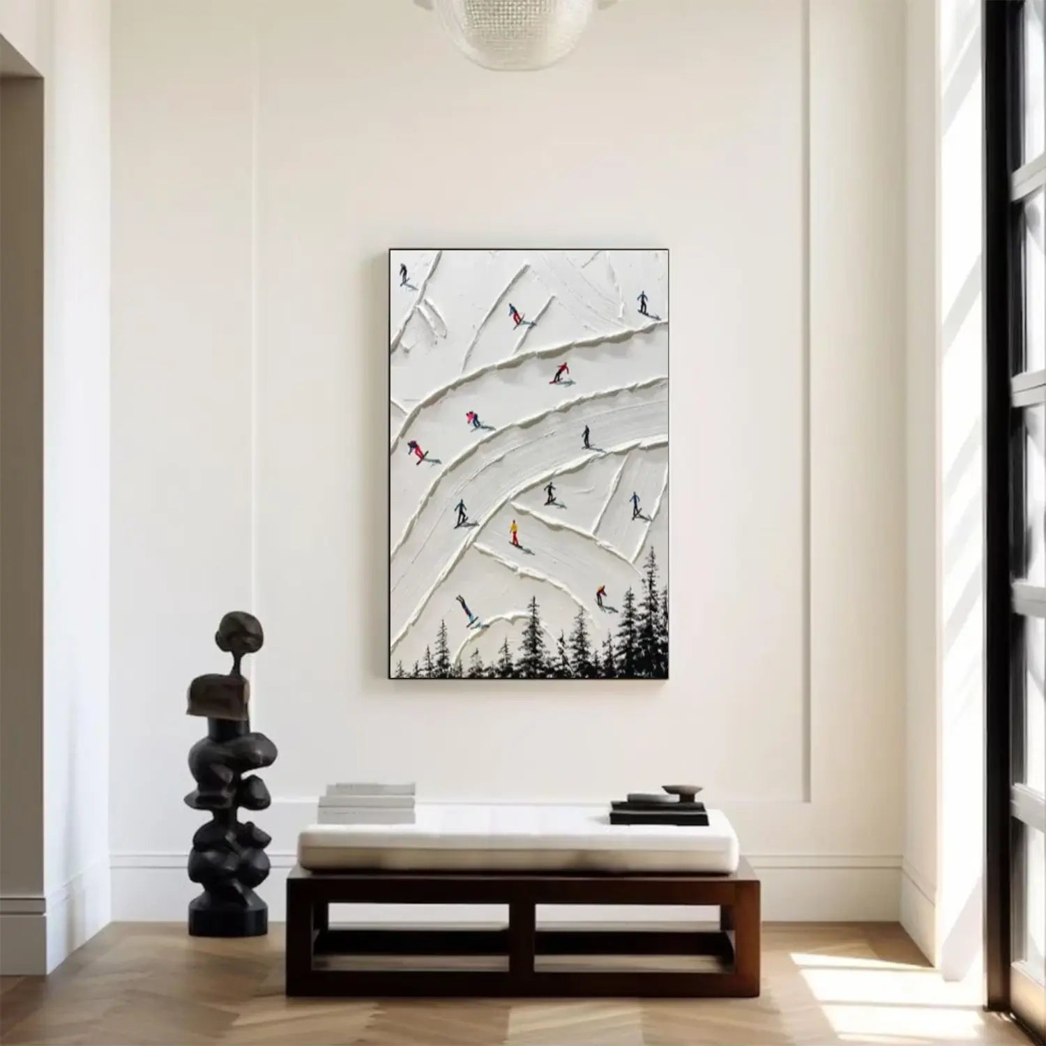 Skiing Sports Textured Wall Art #SC028