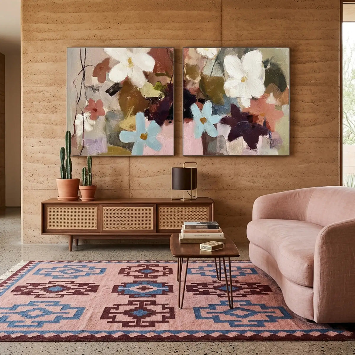 Flower Abstract Wall Art Set of 2 #FT041