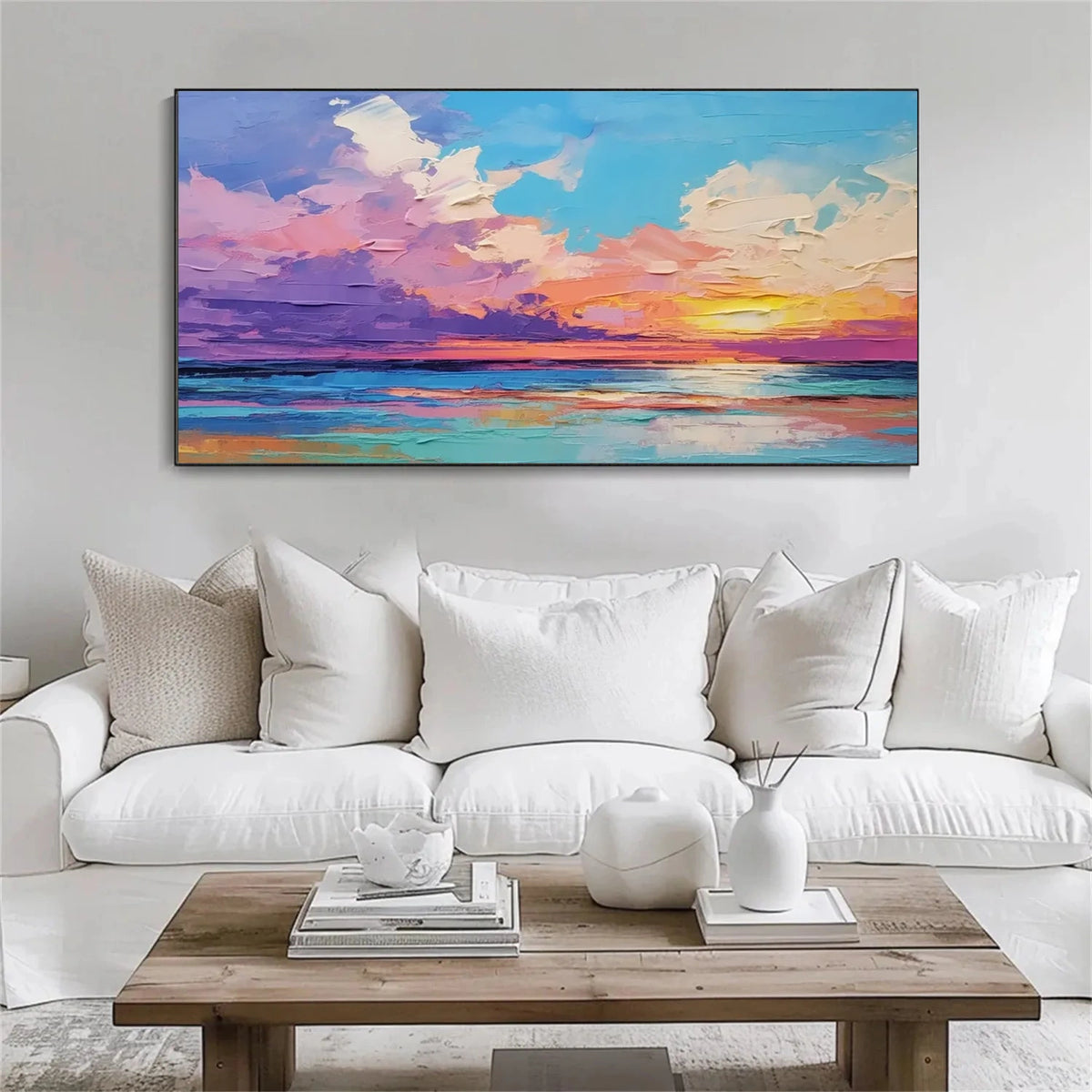 Abstract Ocean And Sky Canvas Art #OS064