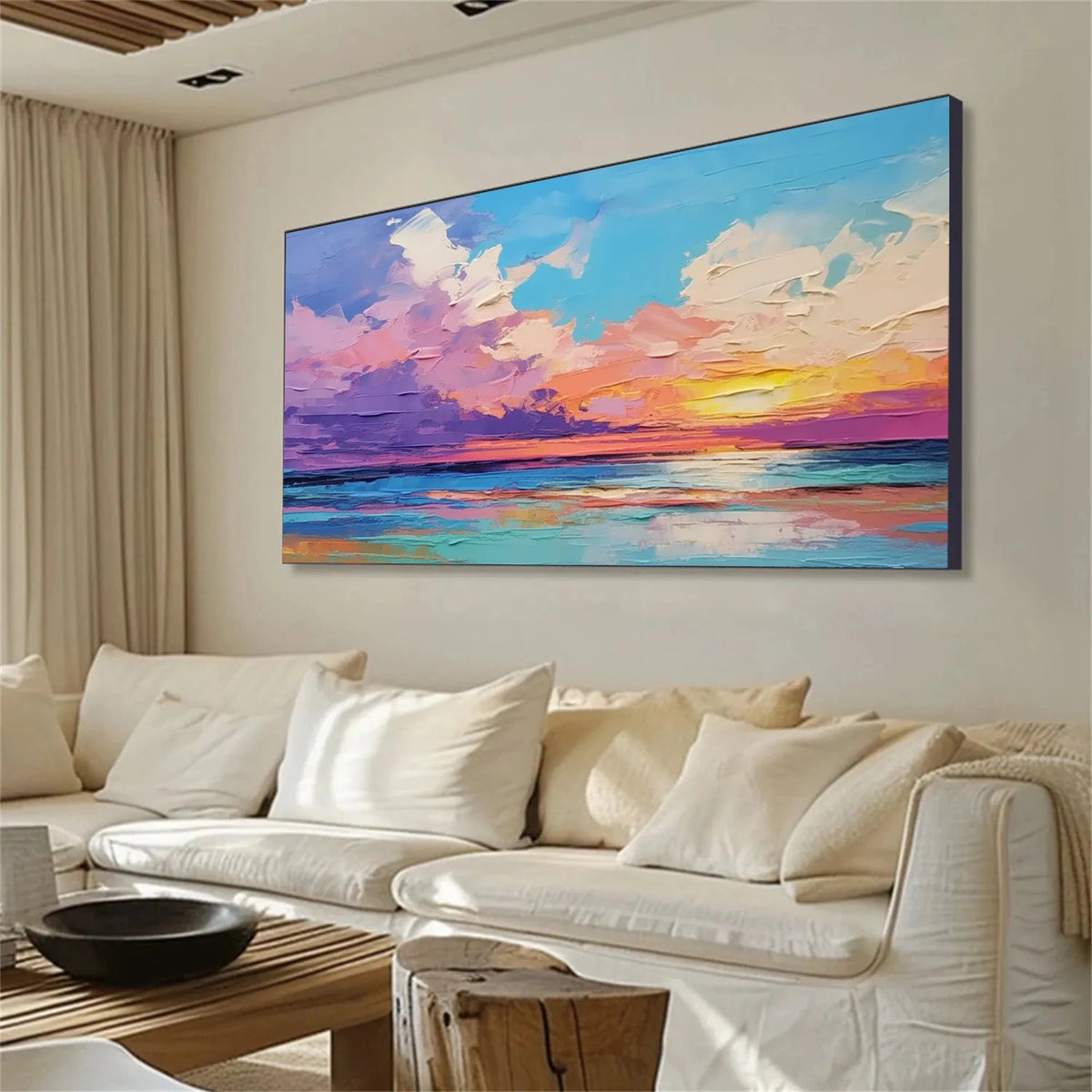 Abstract Ocean And Sky Canvas Art #OS064