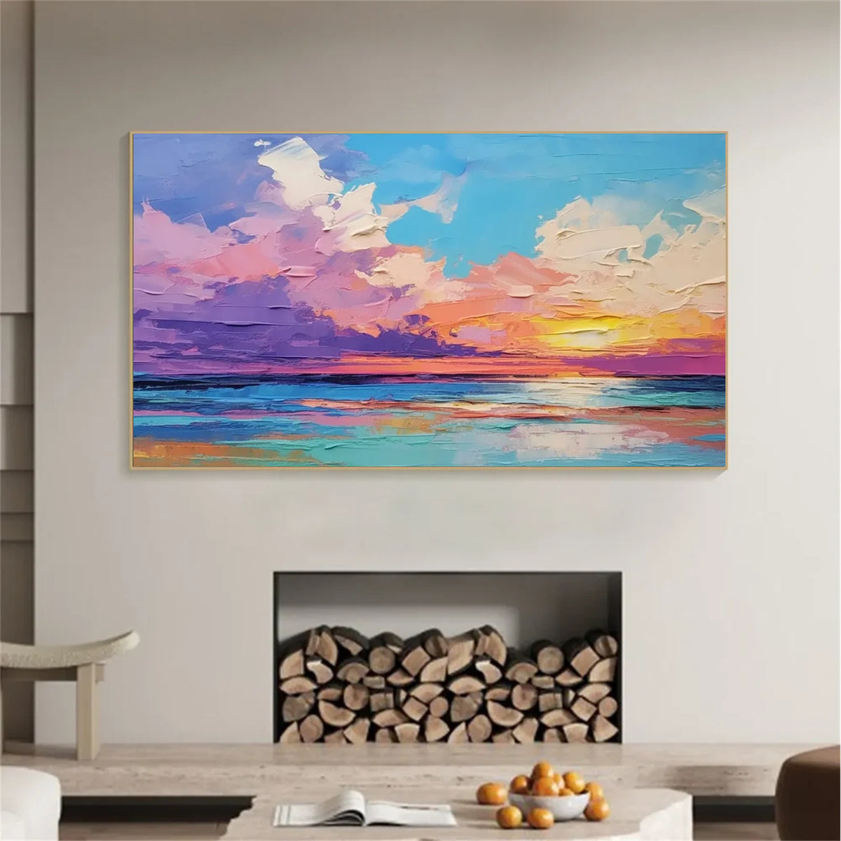 Abstract Ocean And Sky Canvas Art #OS064