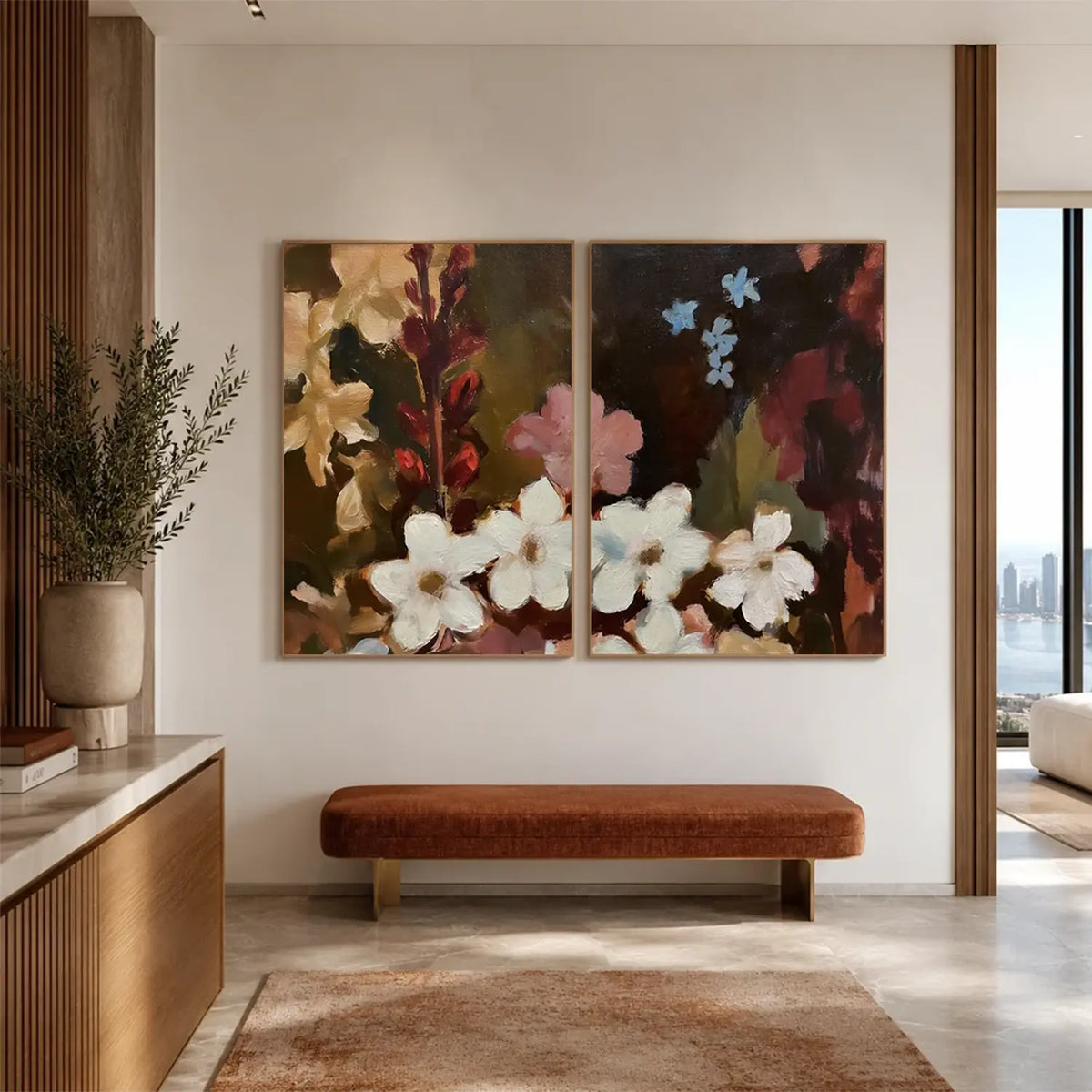 Flower Abstract Wall Art Set of 2 #FT042