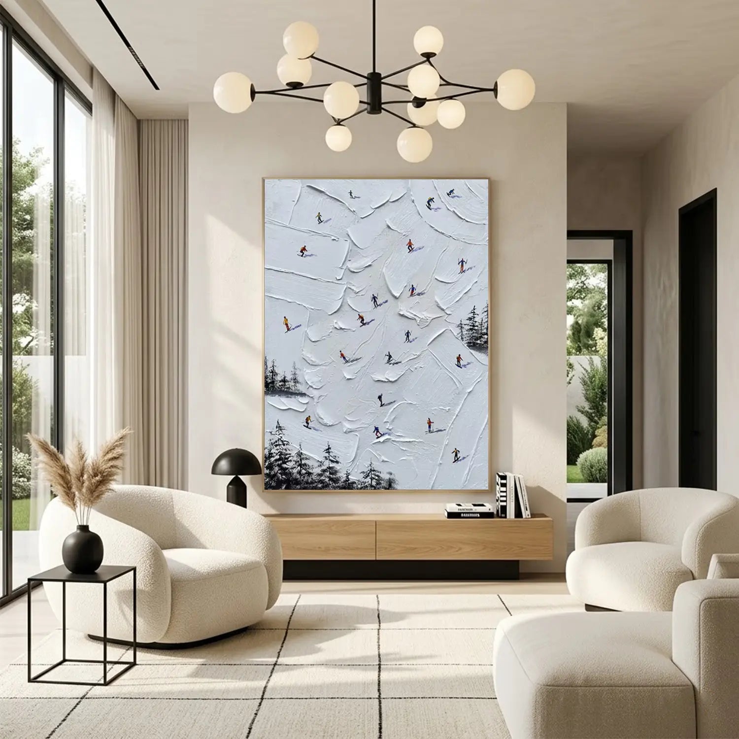 Skiing Sport Textured Wall Art