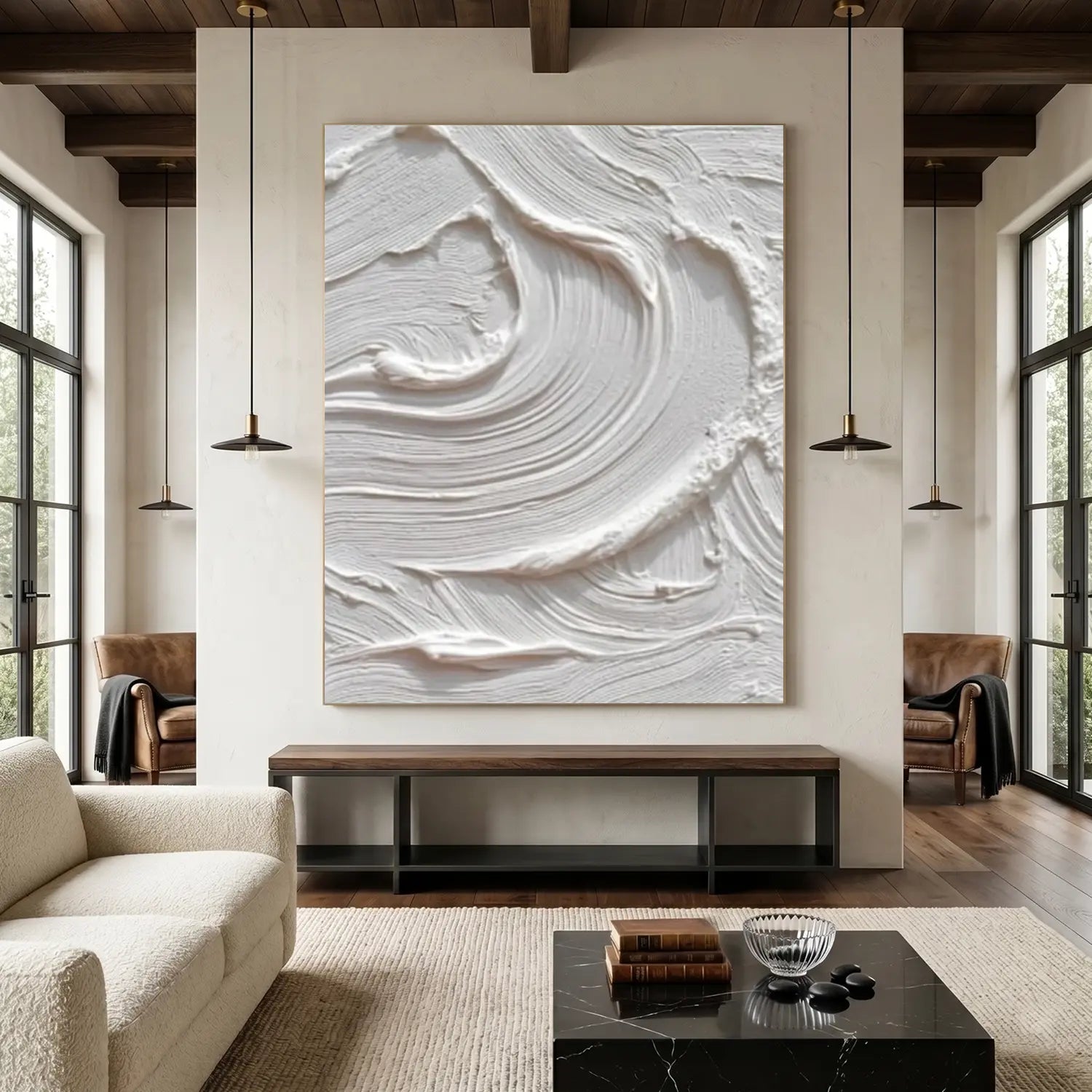 White Minimalist Textured Canvas Art #MW011