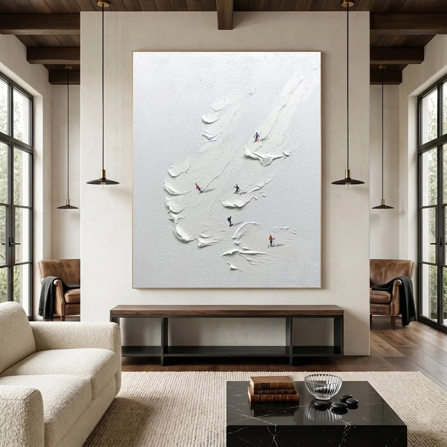 Skiing Sports Textured Wall Art #SC029