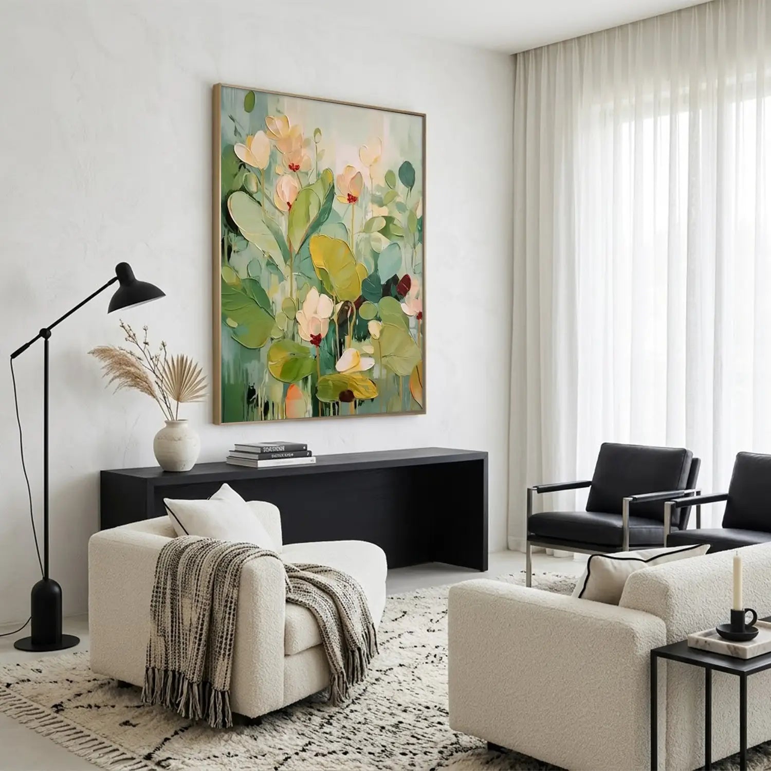 Colorful Flower Textured Painting Canvas