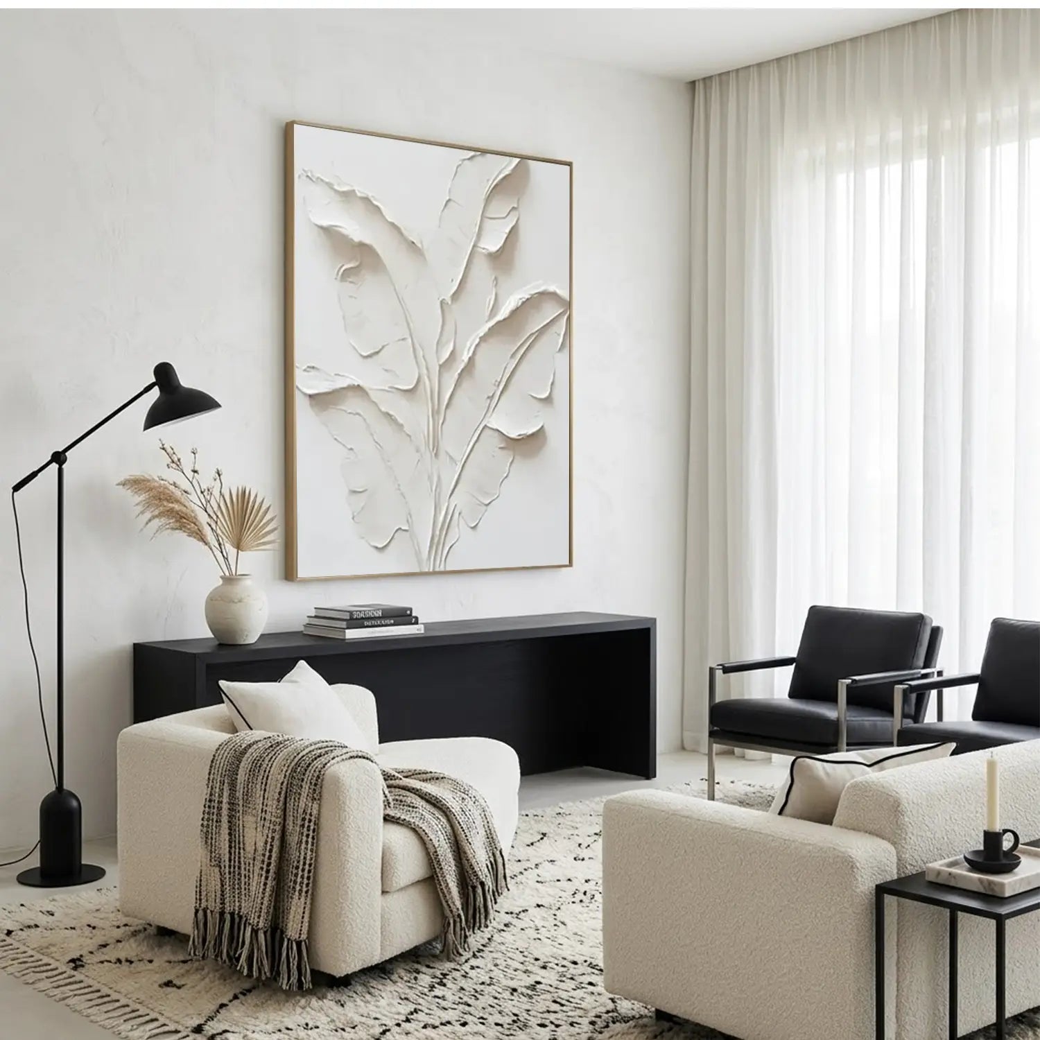 Beige Flower & Tree Abstract Texture Canvas Art