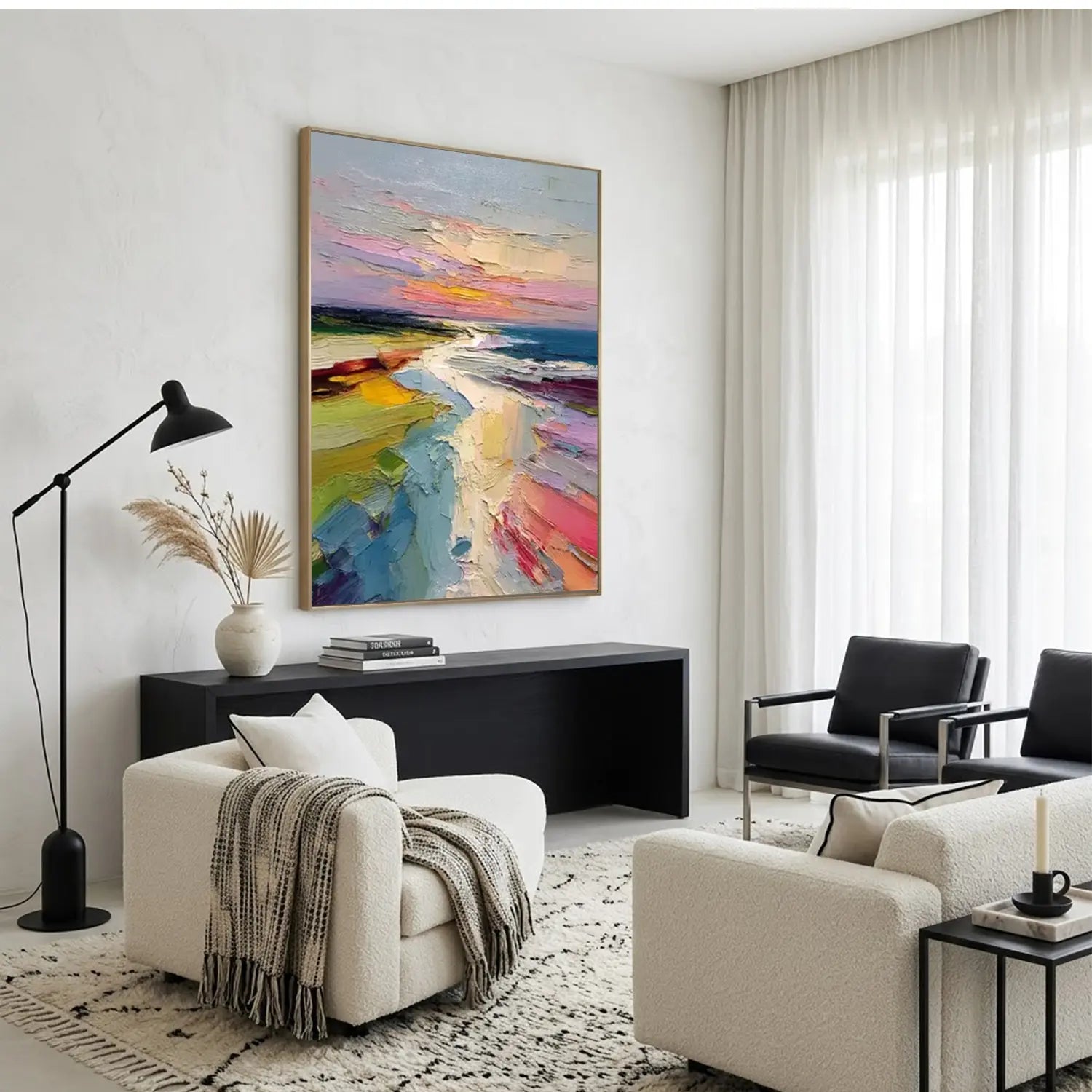 Colorful Ocean And Sky Abstract Textured Wall Art