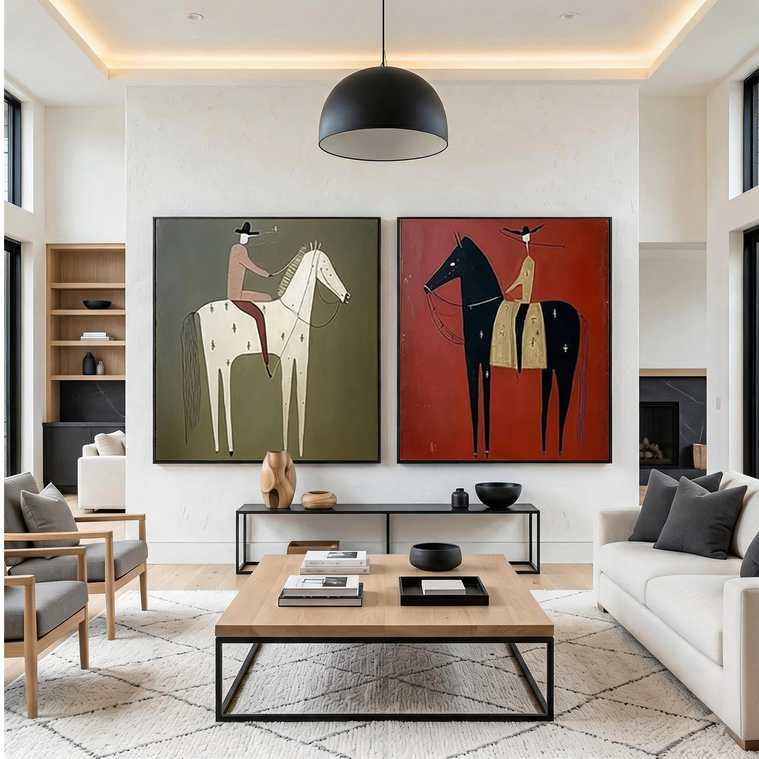 Vintage Americana Art | Twin Riders