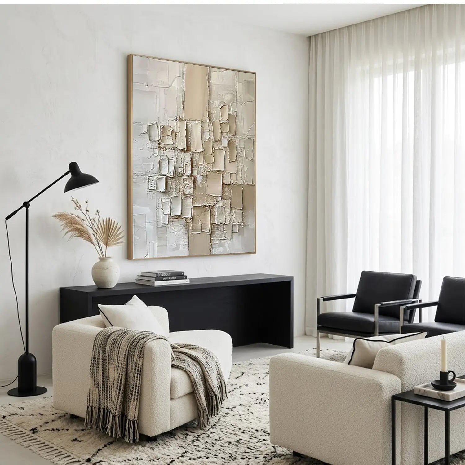 Beige Abstract Textured Wall Art