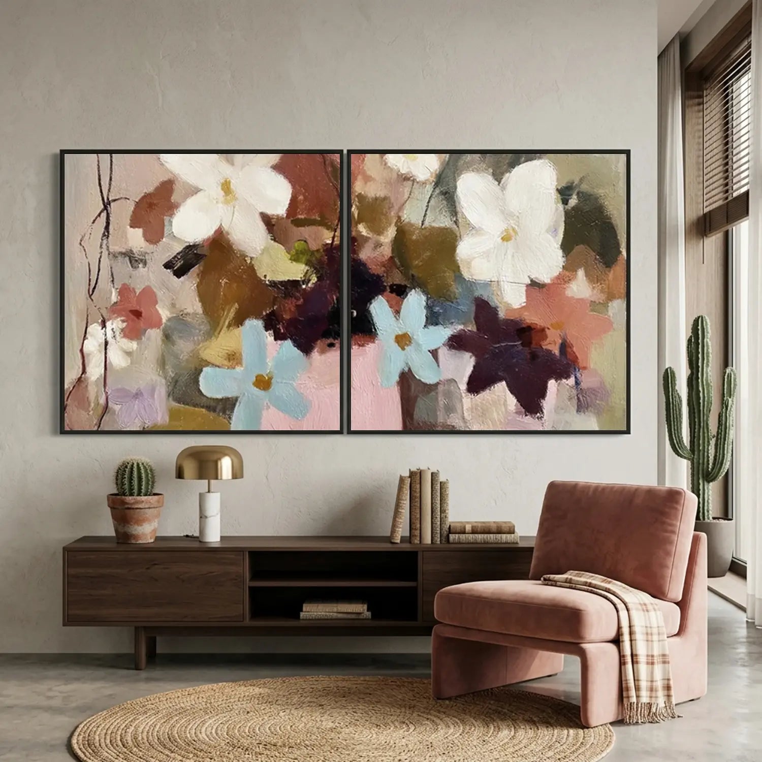 Flower Abstract Wall Art Set of 2 #FT041