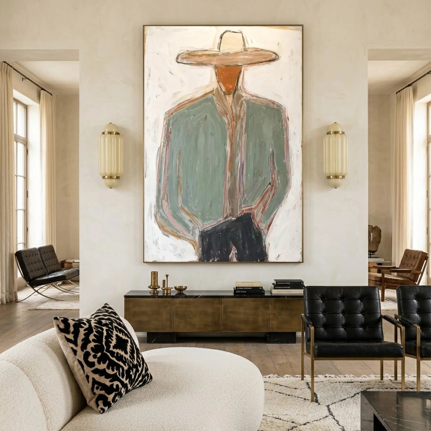Vintage Americana Art | Minimal Cowboy Figure