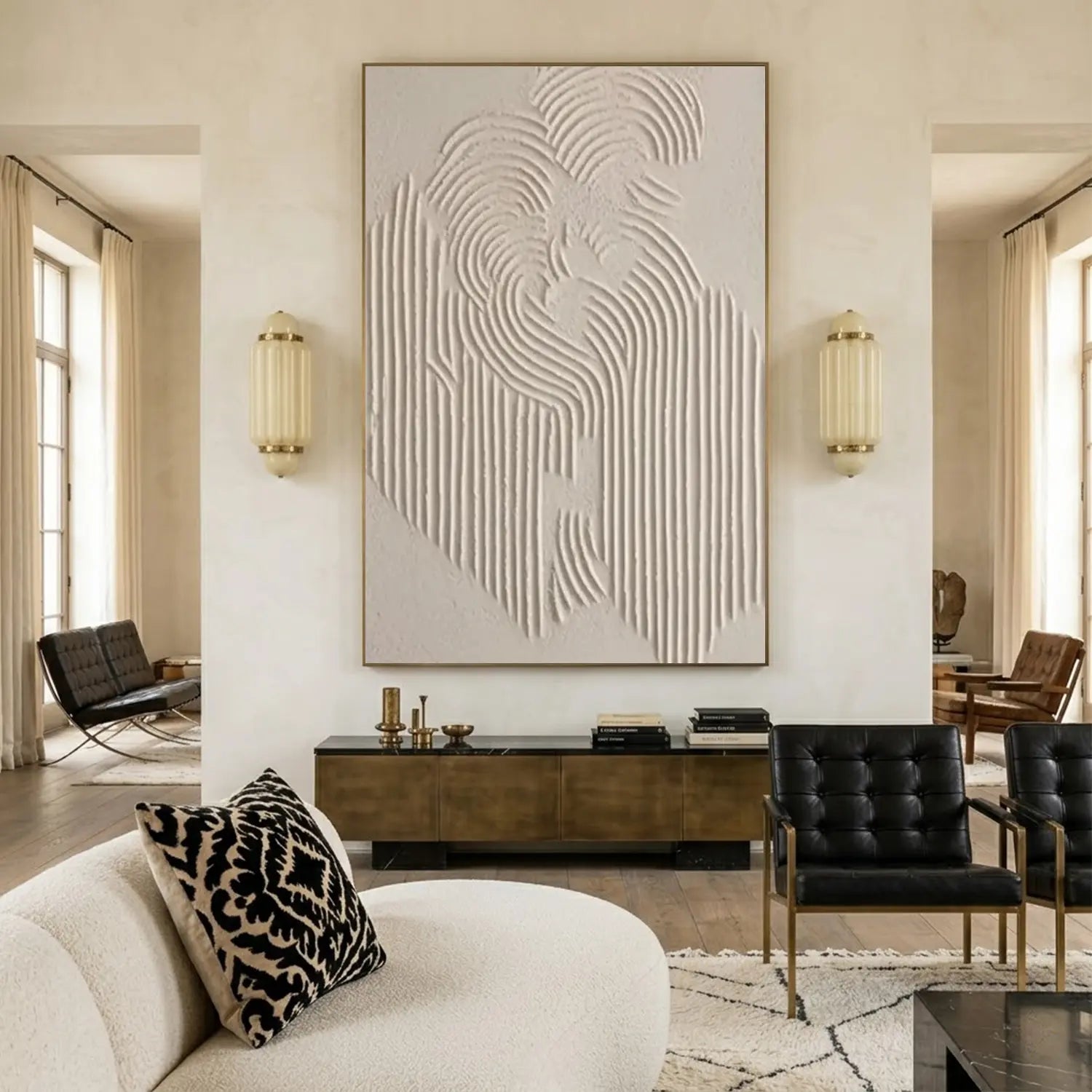 Beige & Brown Abstract Textured Painting Canvas