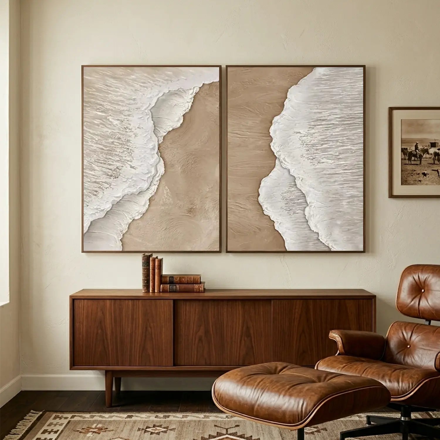 Ocean Textured Painting Canvas Set of 2