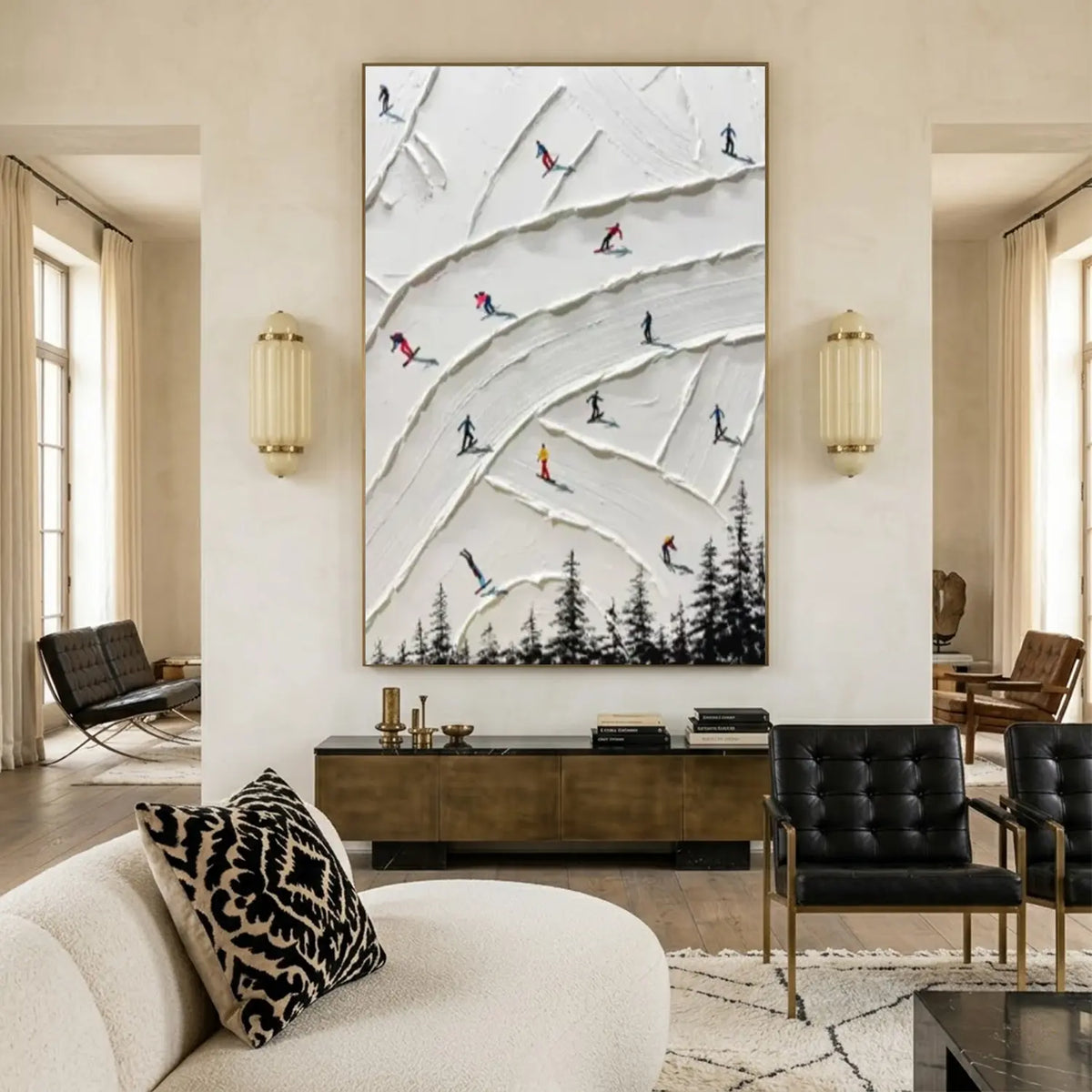 Skiing Sports Textured Wall Art #SC028