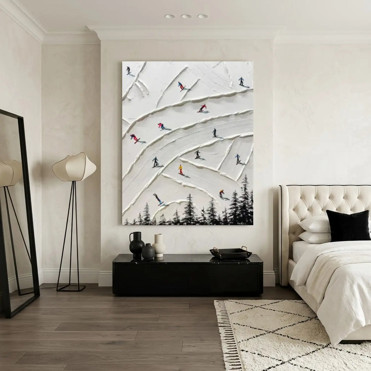 Skiing Sports Textured Wall Art #SC028