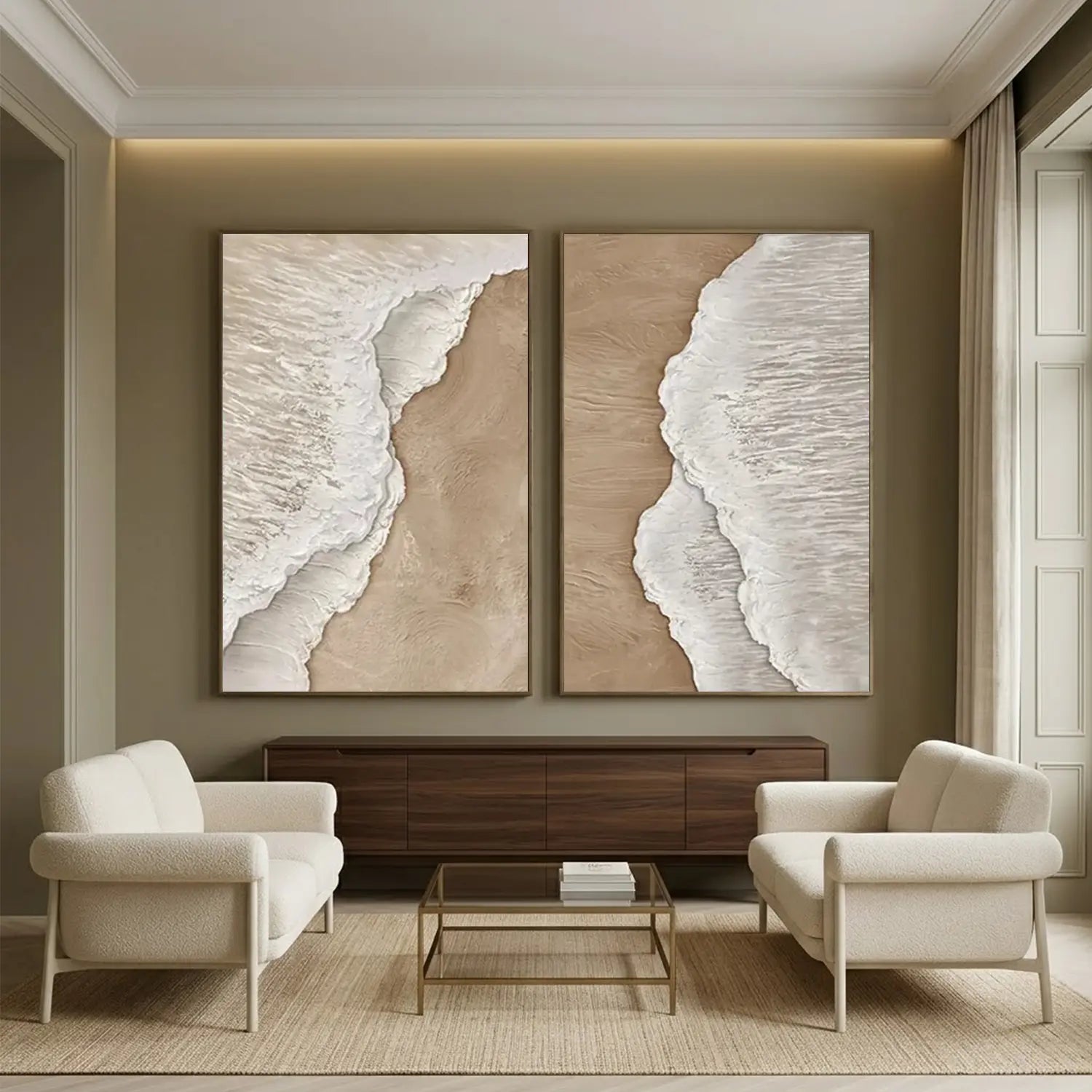 Ocean Textured Painting Canvas Set of 2