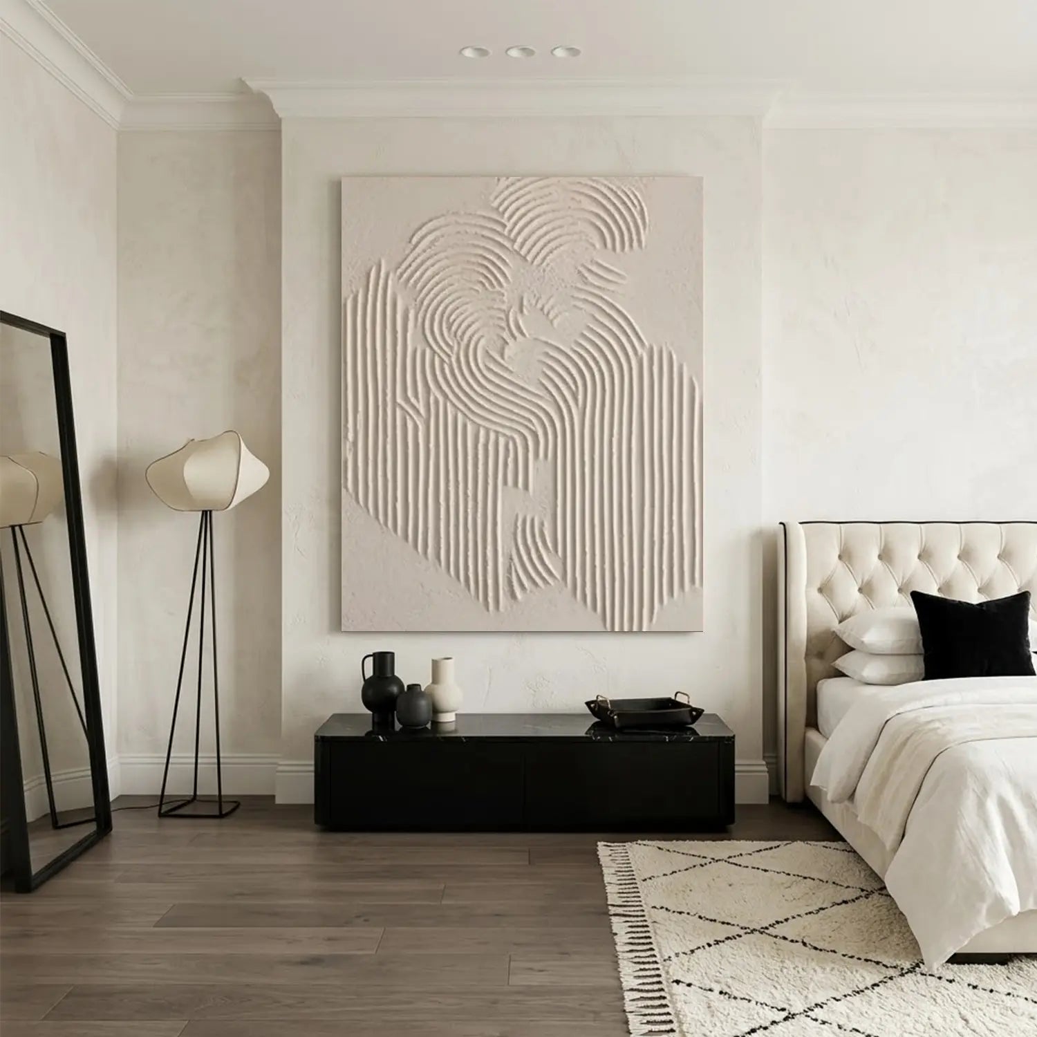 Beige & Brown Abstract Textured Painting Canvas