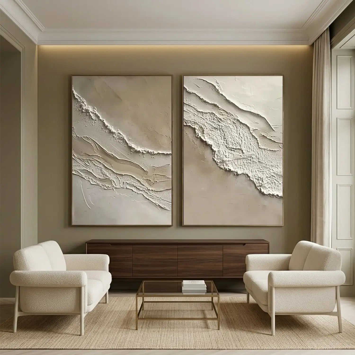Ocean Textured Painting Canvas Set of 2