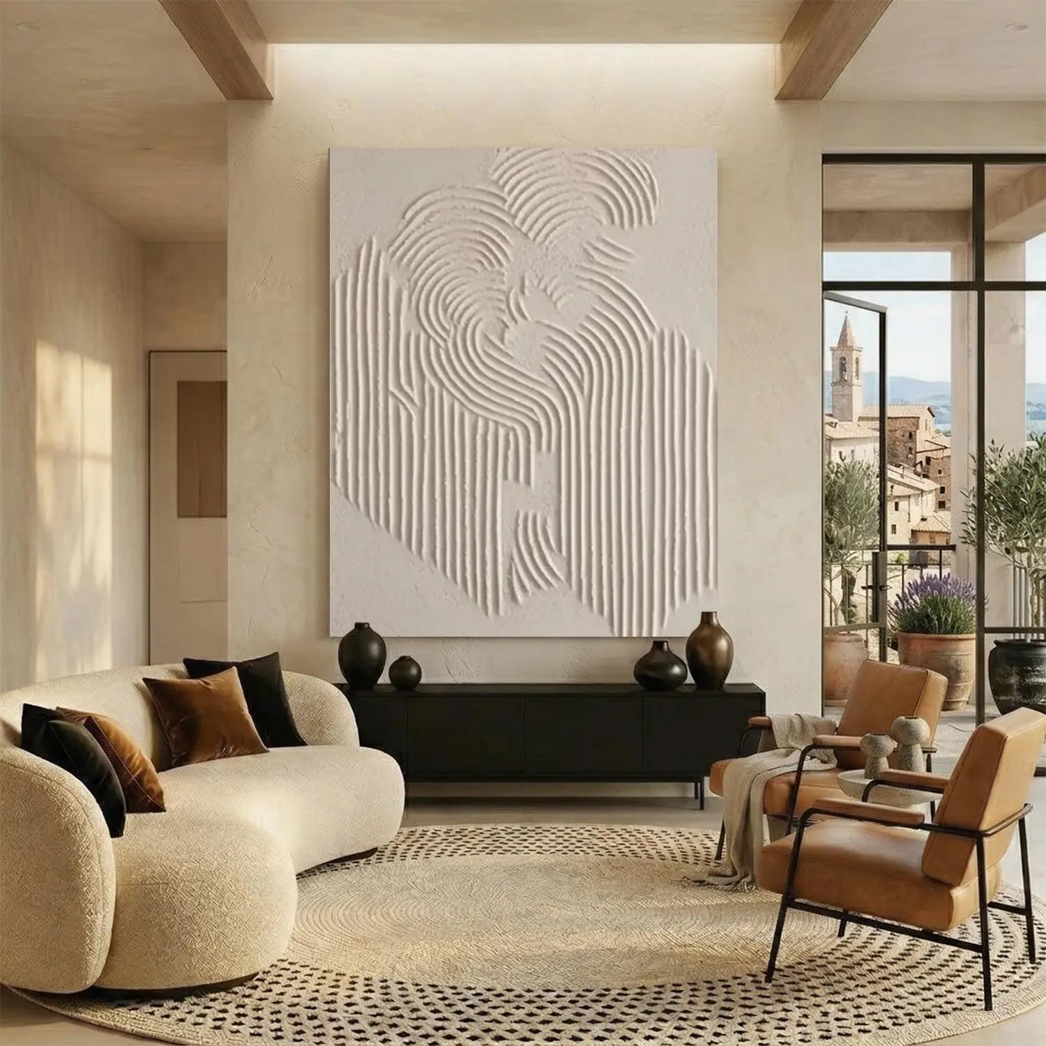 Beige & Brown Abstract Textured Painting Canvas
