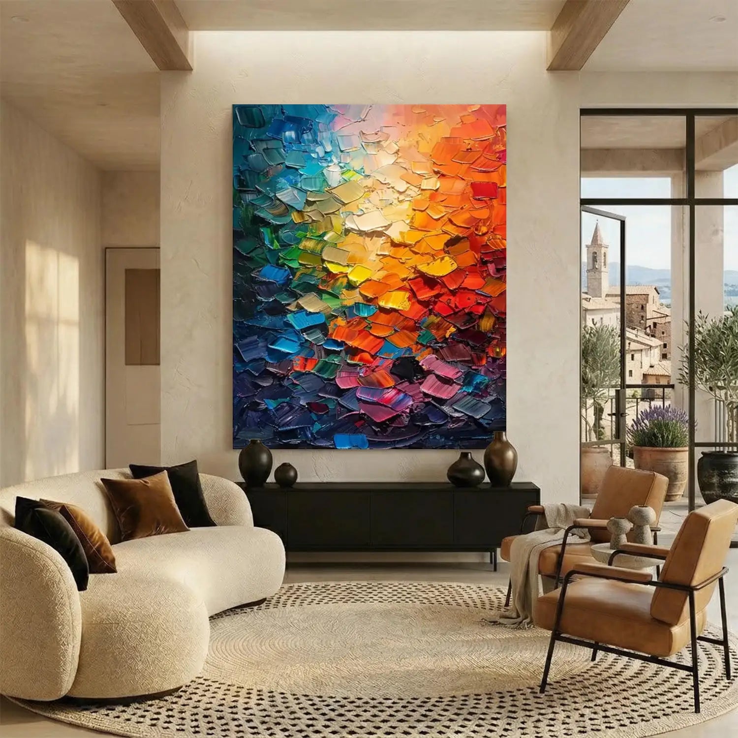 Colorful Abstract Textured Painting Canvas