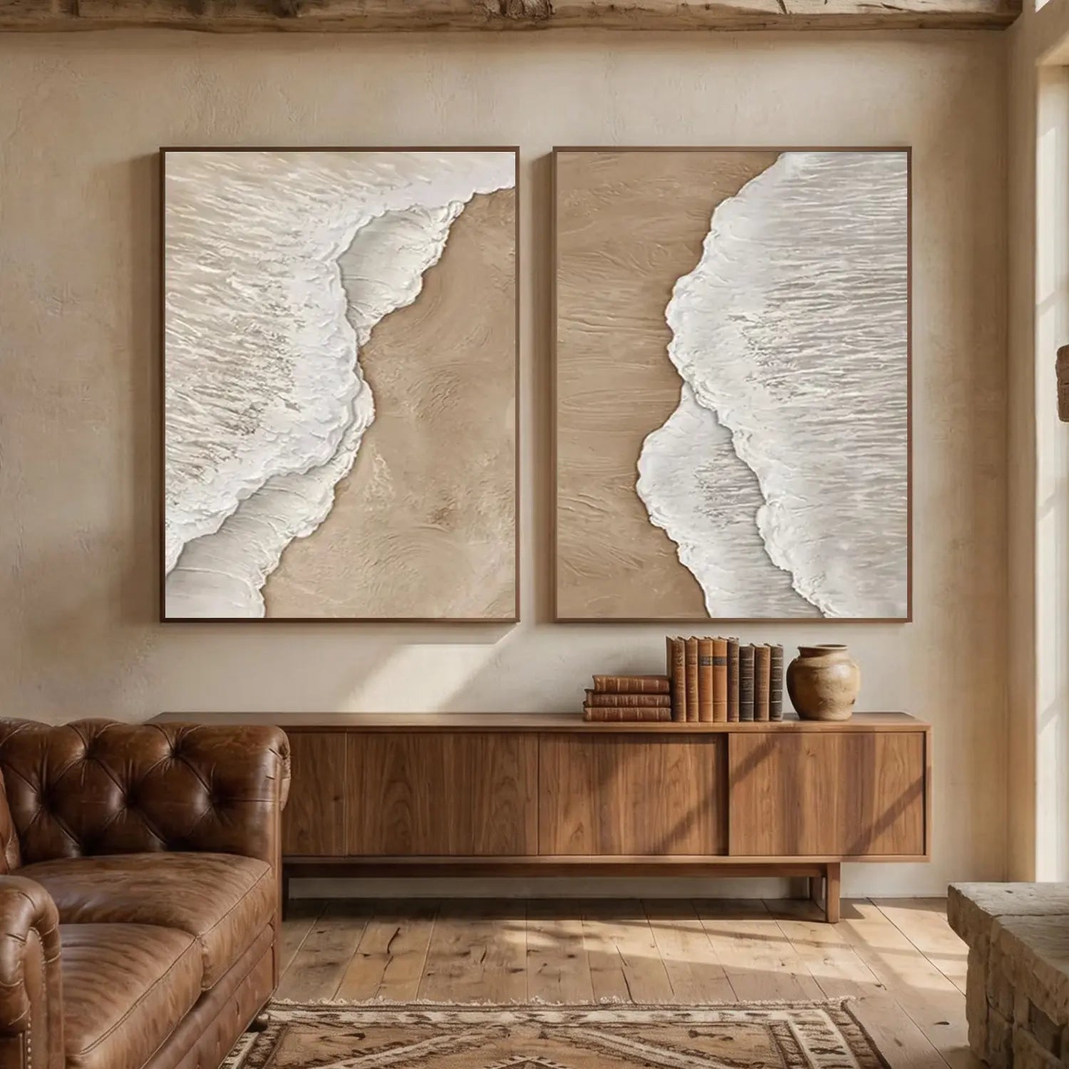 Ocean Textured Painting Canvas Set of 2