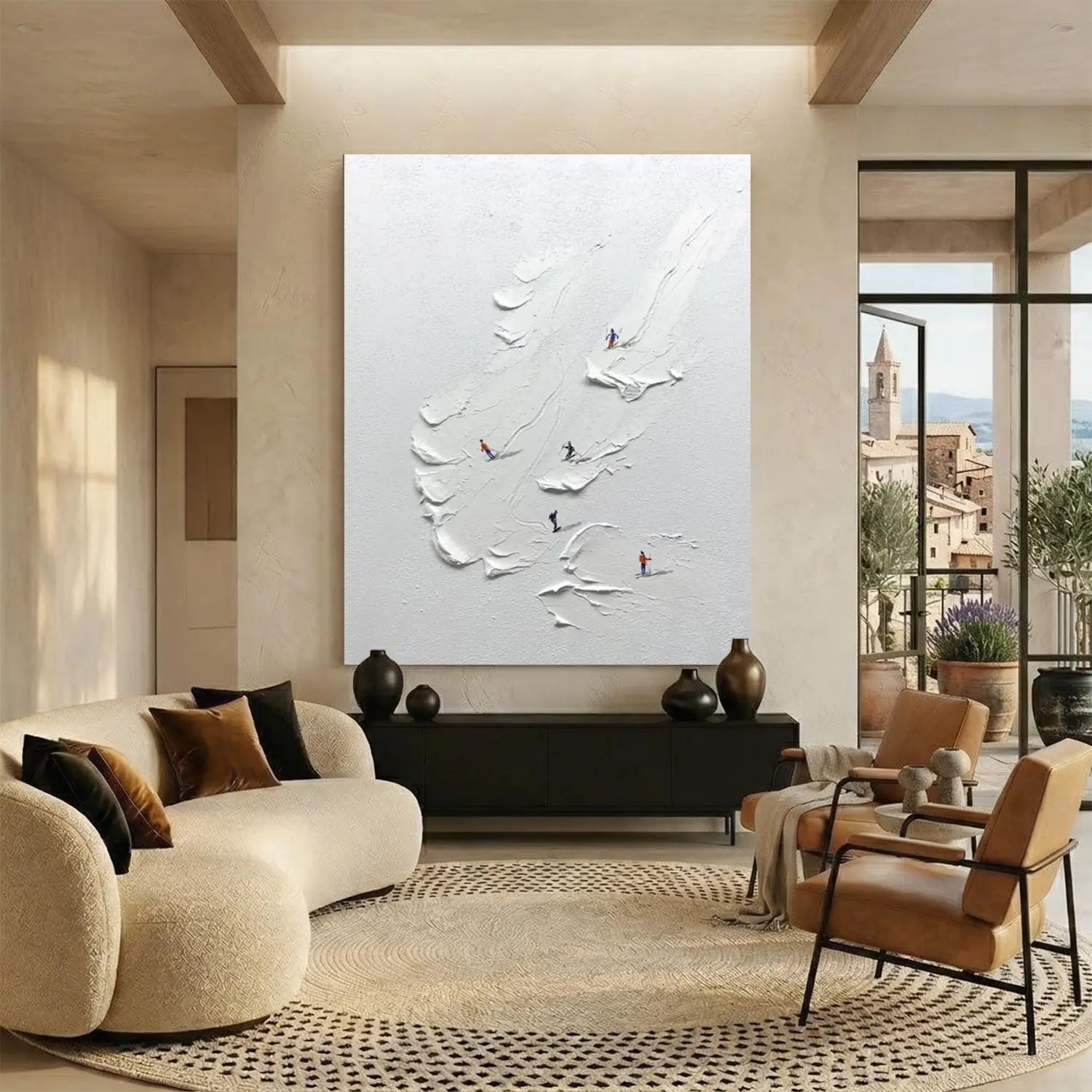 Skiing Sports Textured Wall Art #SC029