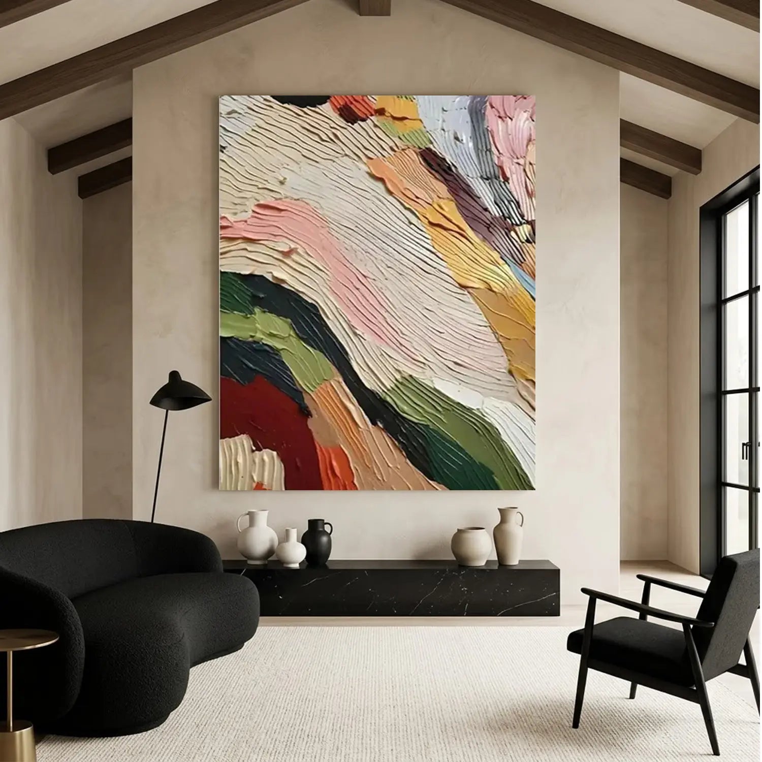 Colorful Abstract Textured Painting Canvas