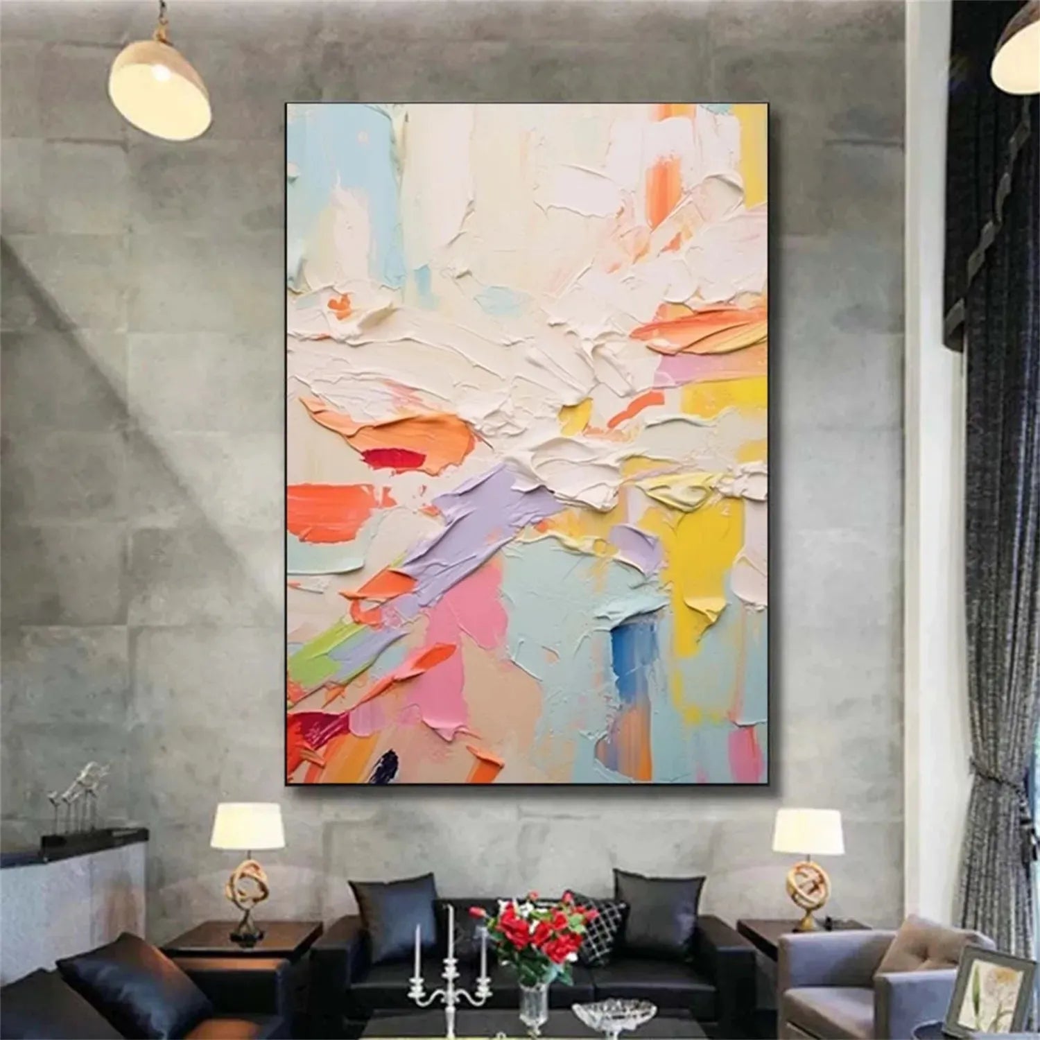 Colorful Abstract Textured Painting Canvas #AT007