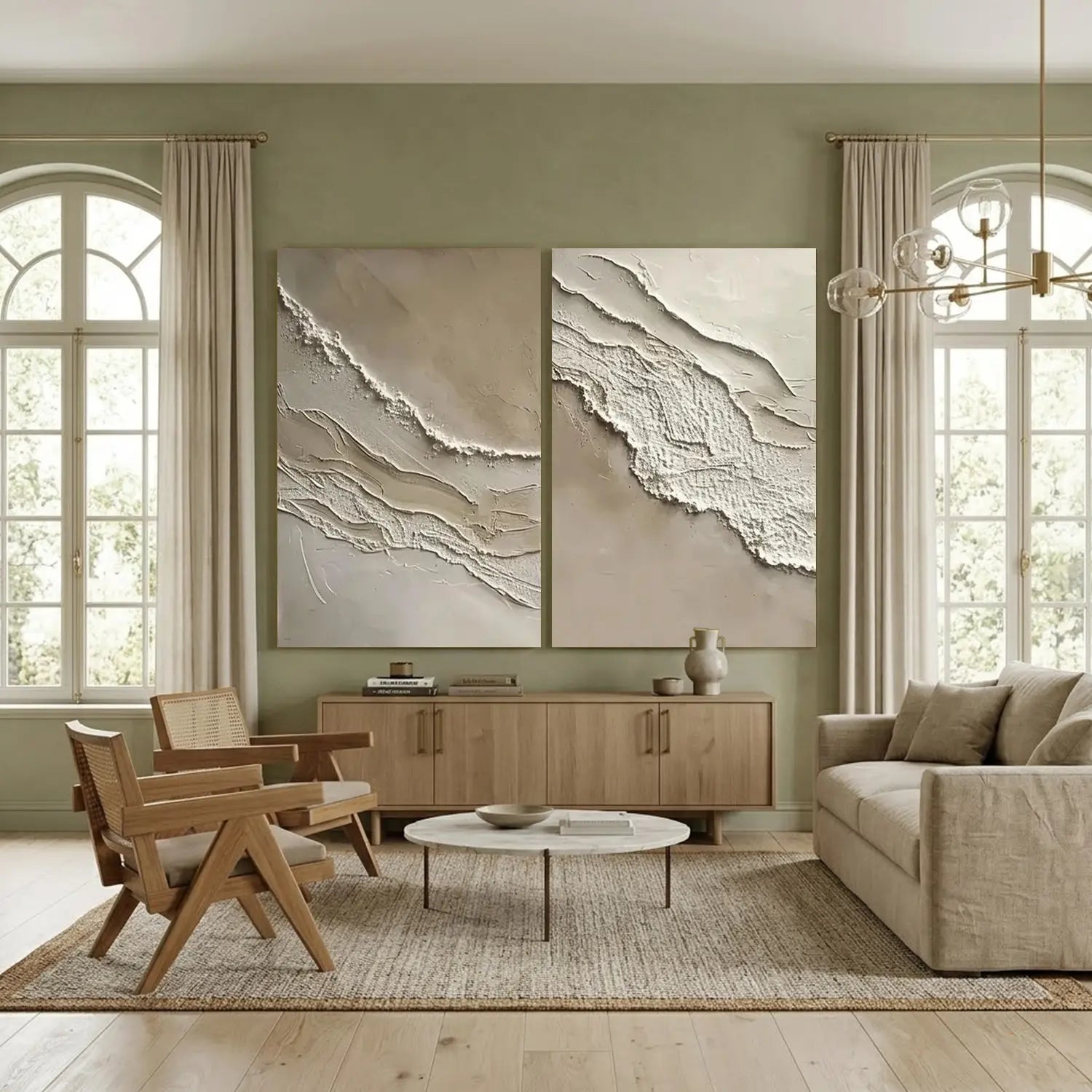 Ocean Textured Painting Canvas Set of 2