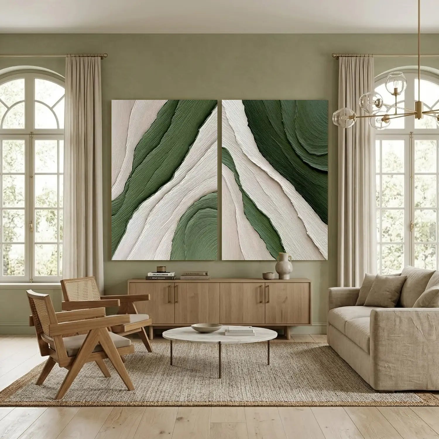 Blue & Green Abstract Set of 2