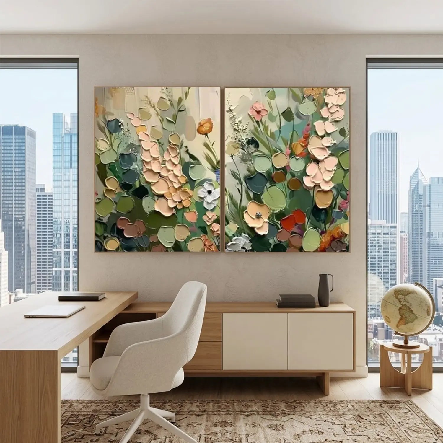 Flower Abstract Textured Wall Art Set of 2