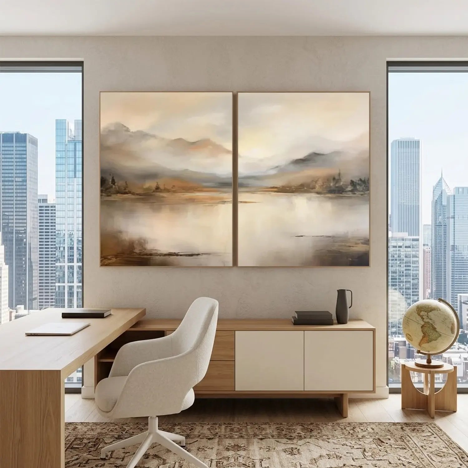 Abstract Mountain Canvas Art Set of 2