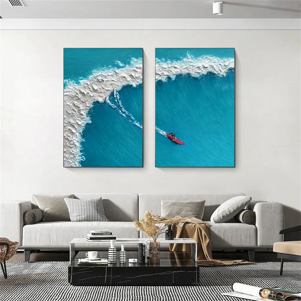 Surfing Sport Textured Wall Art Set of 2