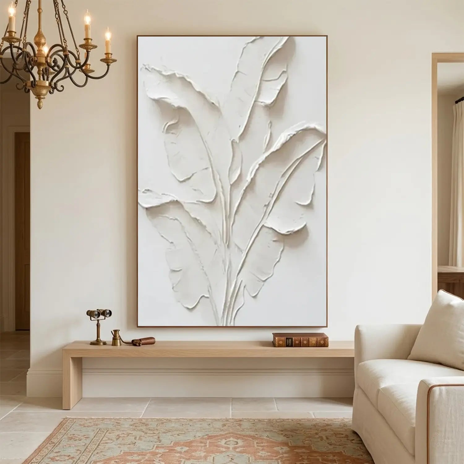 Beige Flower & Tree Abstract Texture Canvas Art