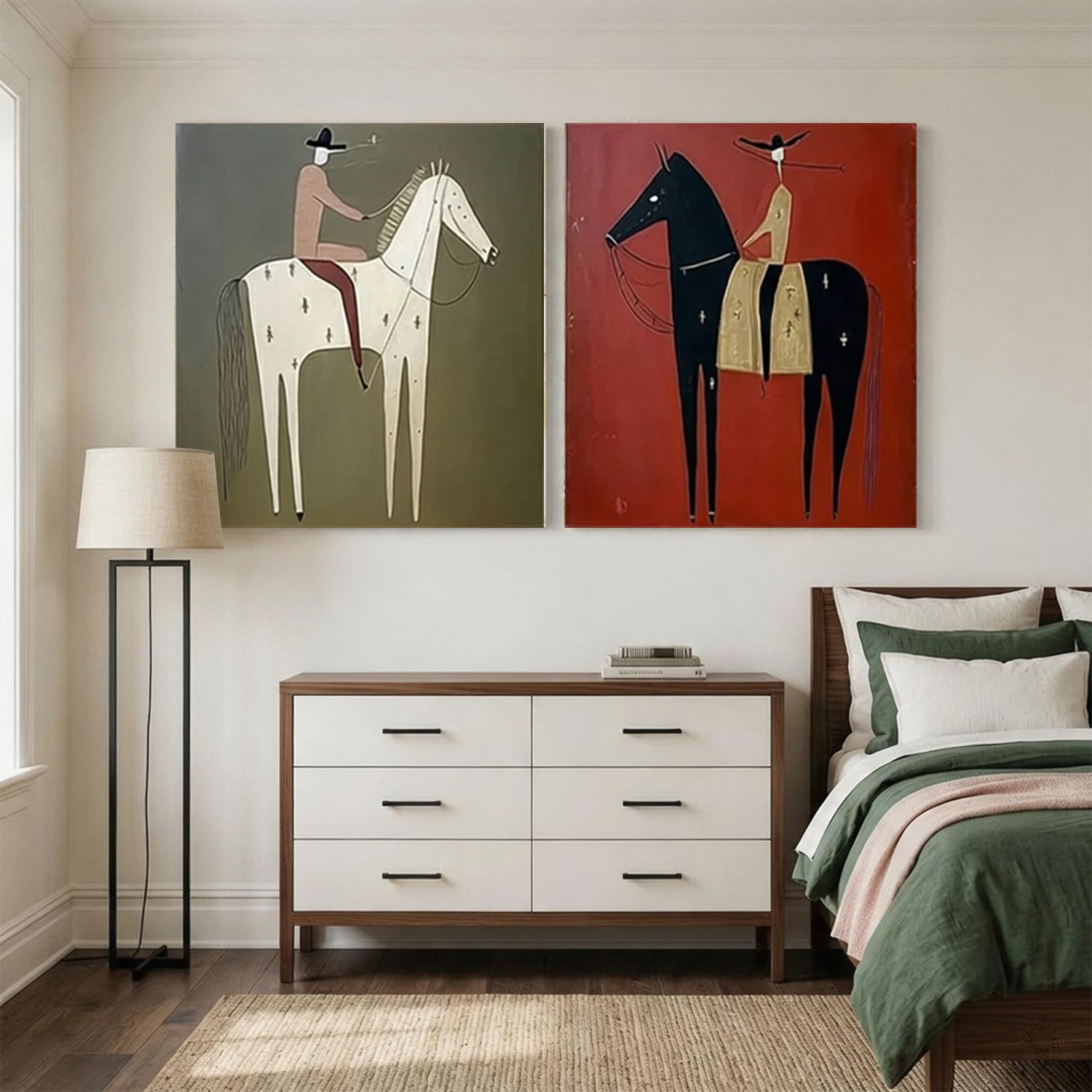 Vintage Americana Art | Twin Riders