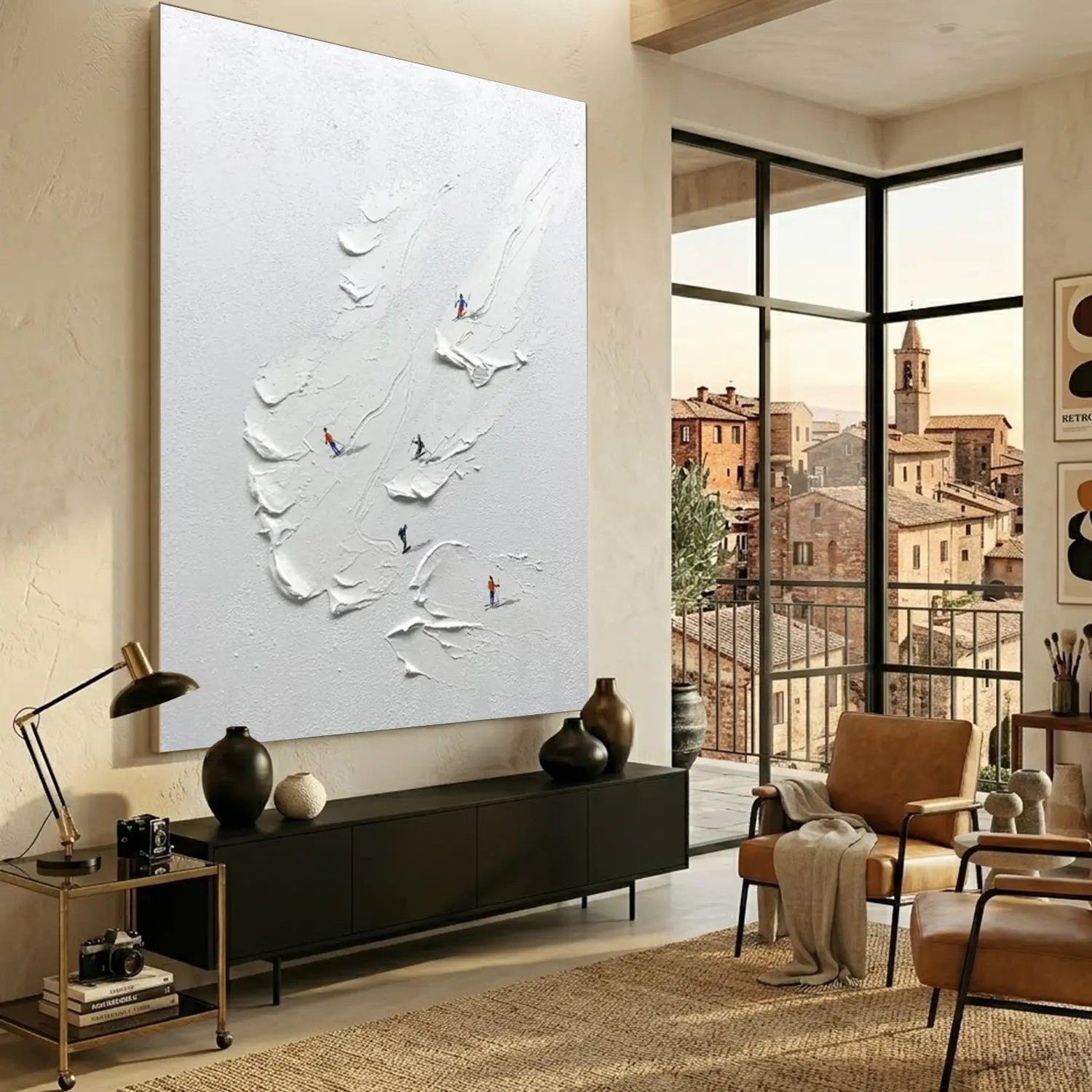 Skiing Sports Textured Wall Art #SC029