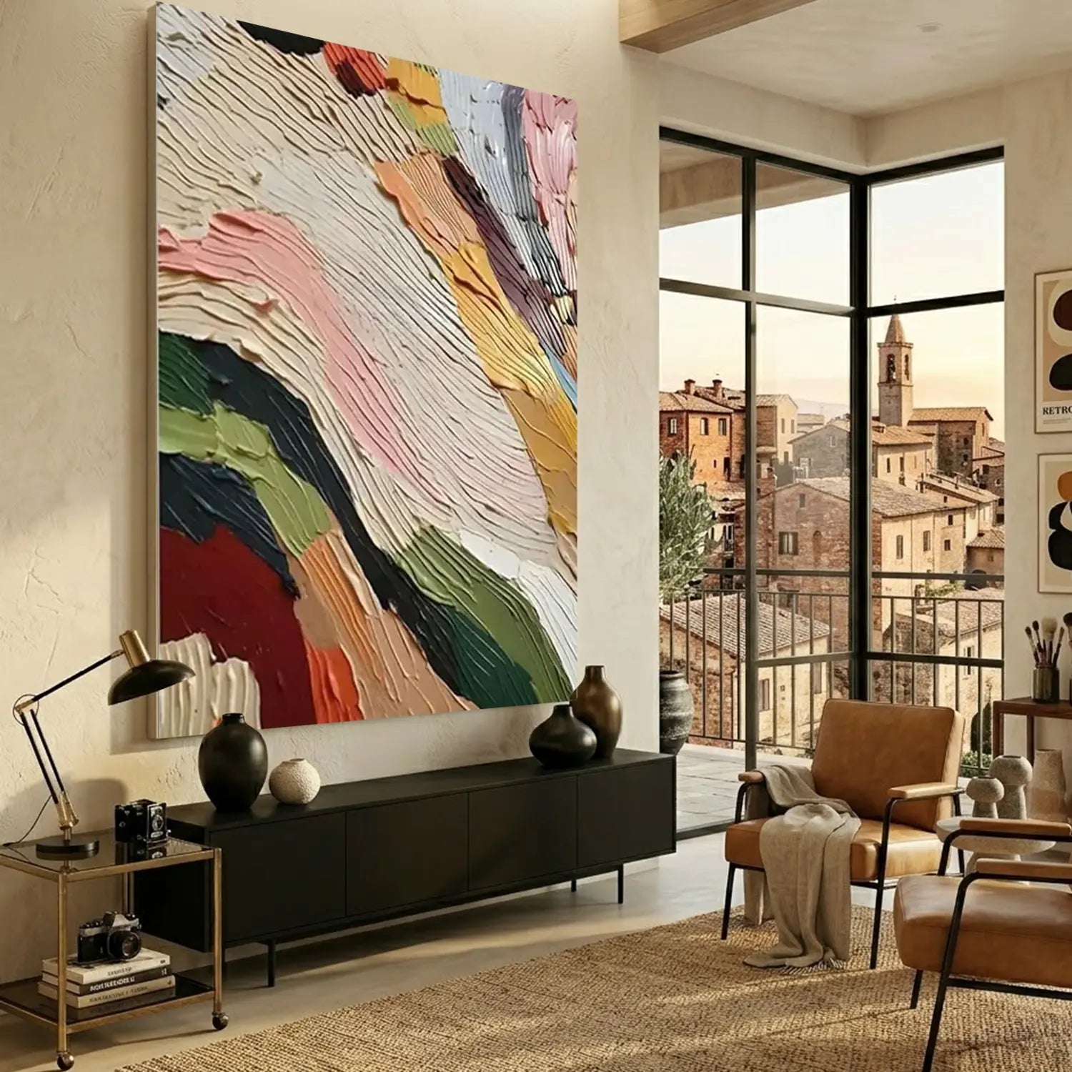 Colorful Abstract Textured Painting Canvas