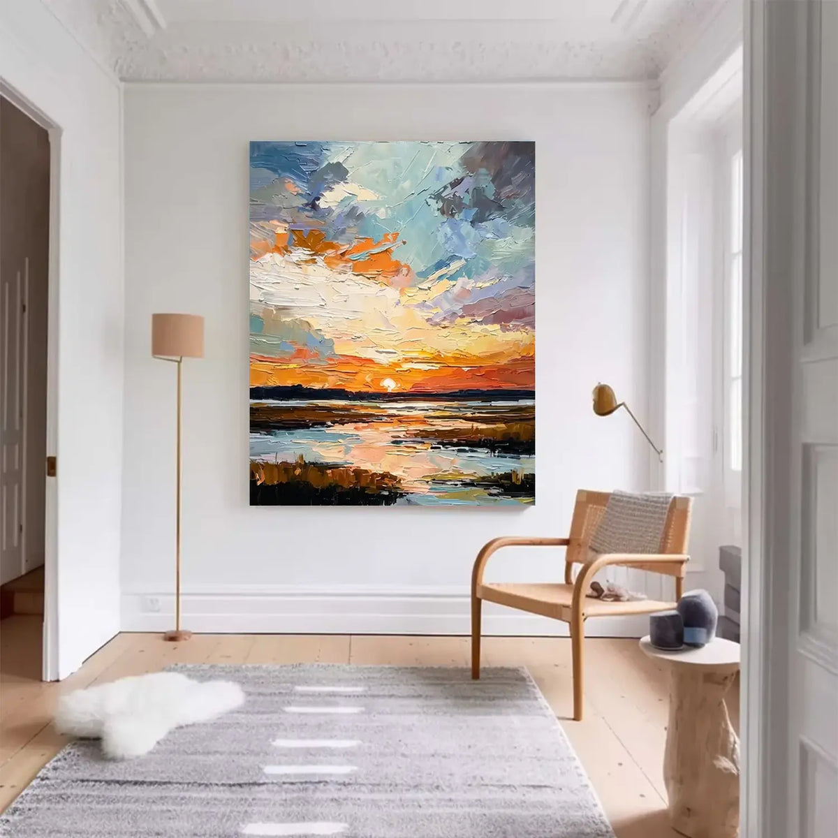 Colorful Ocean And Sky Abstract Textured Wall Art #OS083