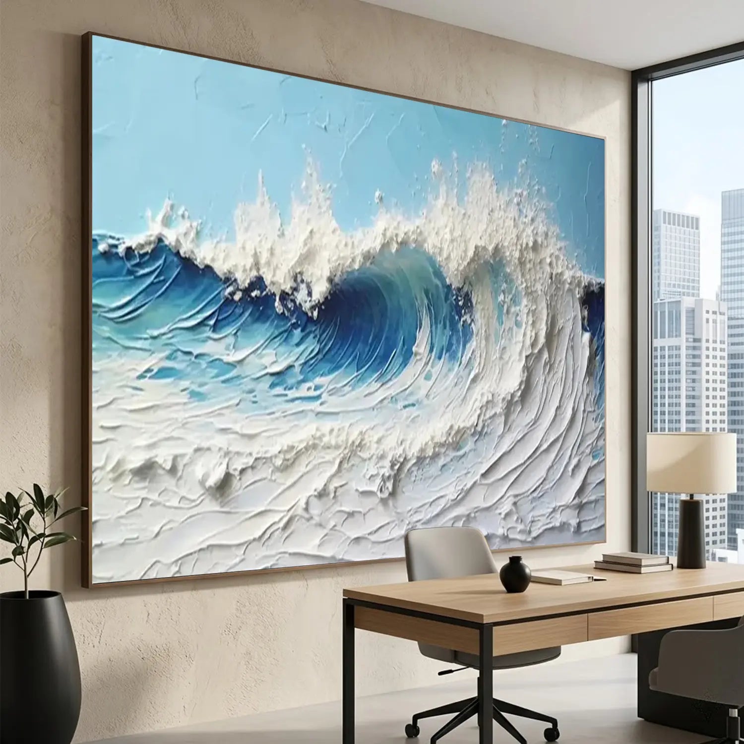 Ocean And Sky Textured Painting Canvas