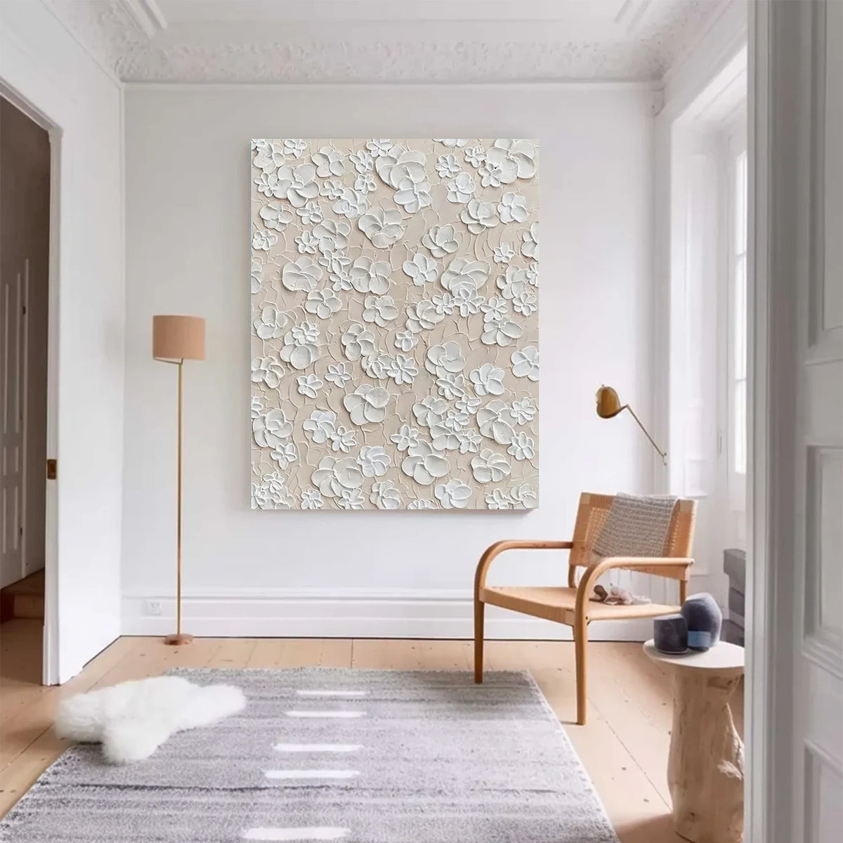 Minimalist Flower And Tree Textured Canvas Art #FT064