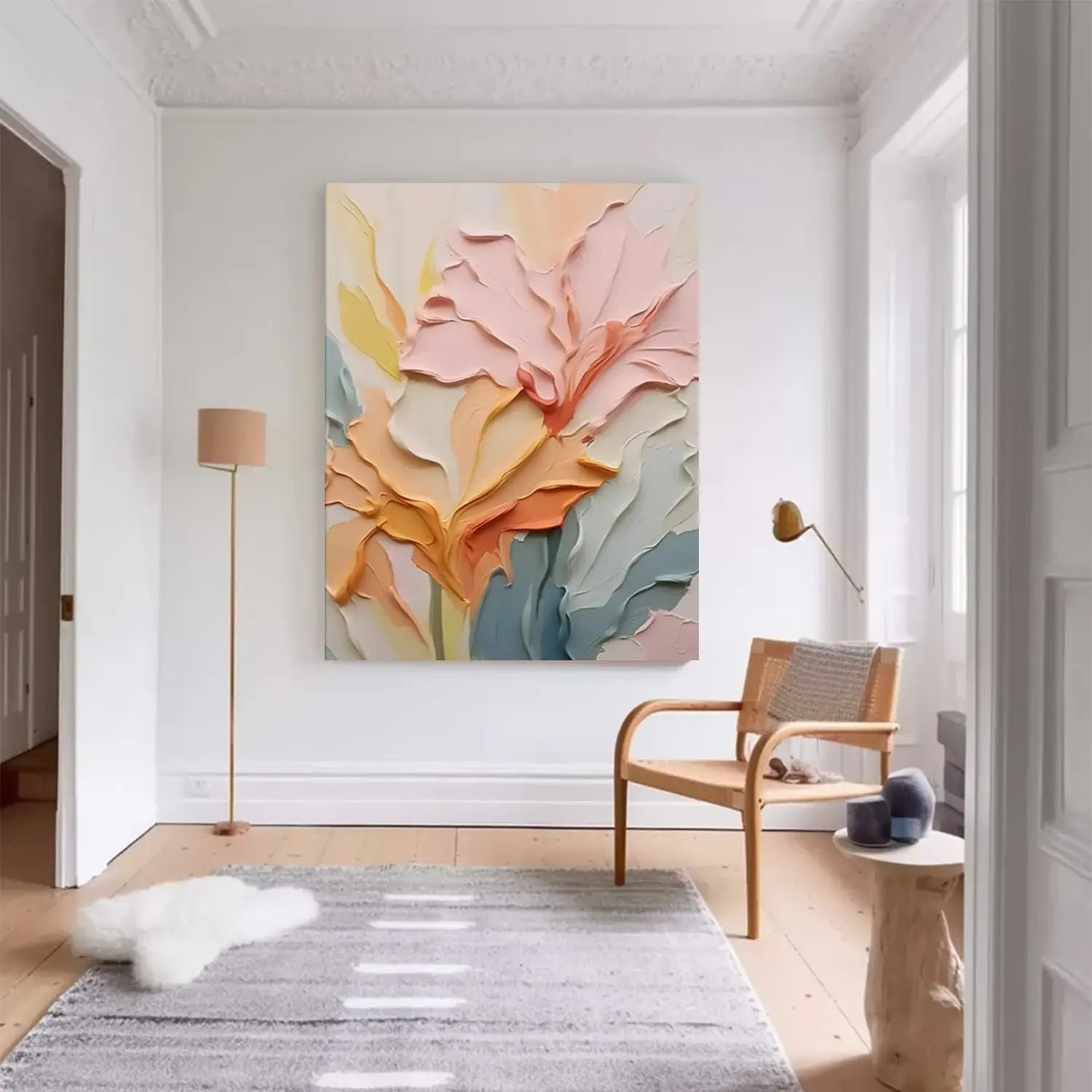 Colorful Flower Textured Painting Canvas #FT057
