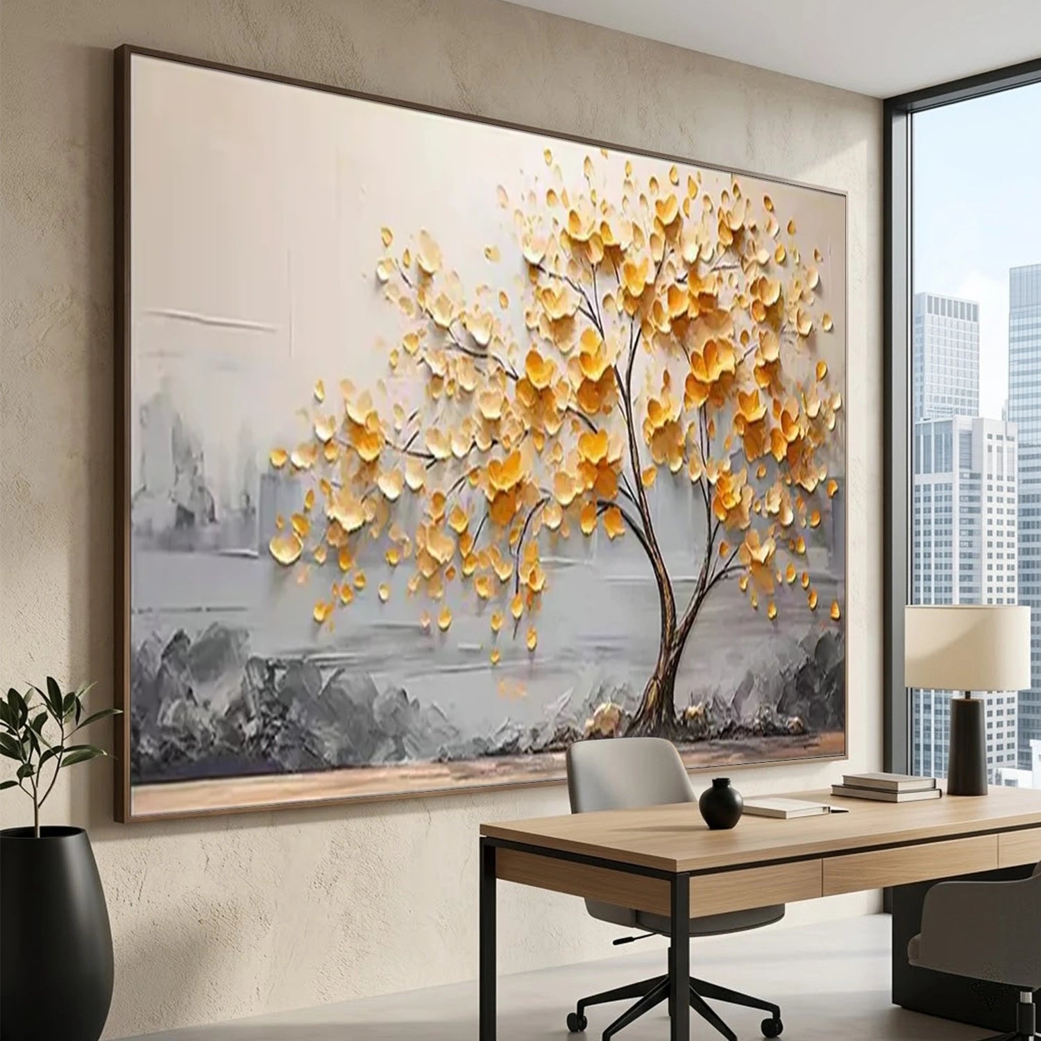 Colorful Flower & Tree Abstract Textured Wall Art #ML052